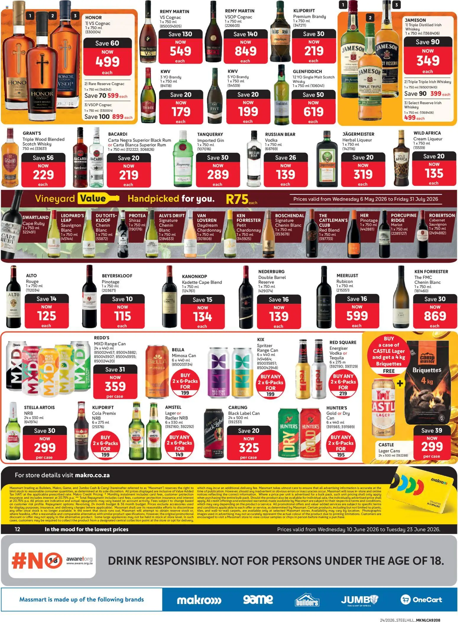 New Makro catalogue – valid from 10.06.2026 | Page: 12 | Products: Case, Cream, Vodka, Whiskey
