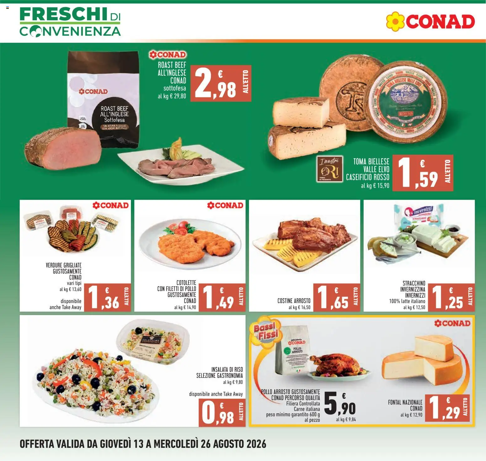 Volantino Conad del 13/08/2026 | Pagina: 2 | Prodotti: Riso, Verdure, Stracchino, Insalata di riso