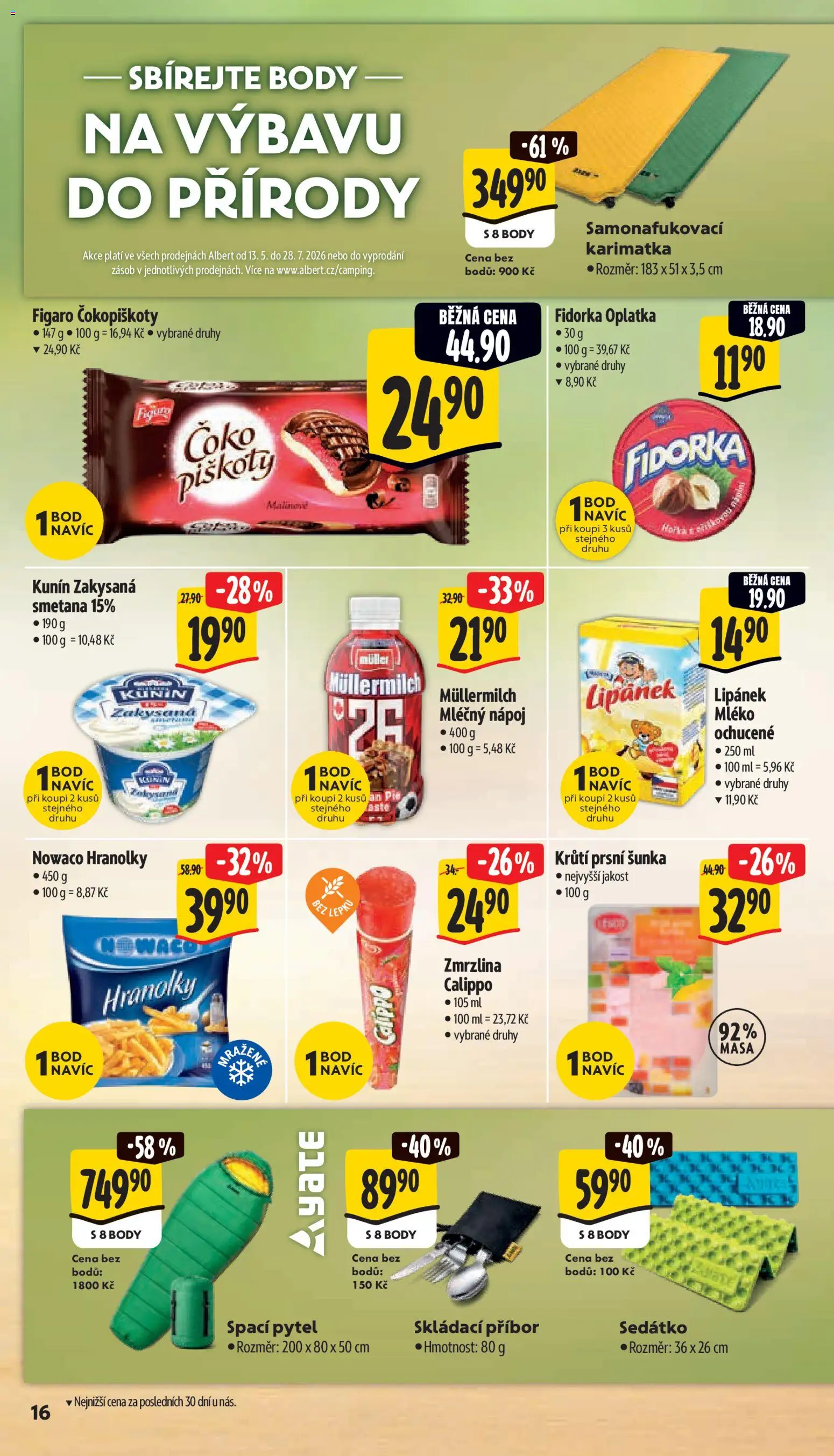 Albert leták - Hypermarket od 13.05.2026 | Strana: 24 | Produkty: Lipánek, Šunka, Zmrzlina, Karimatka