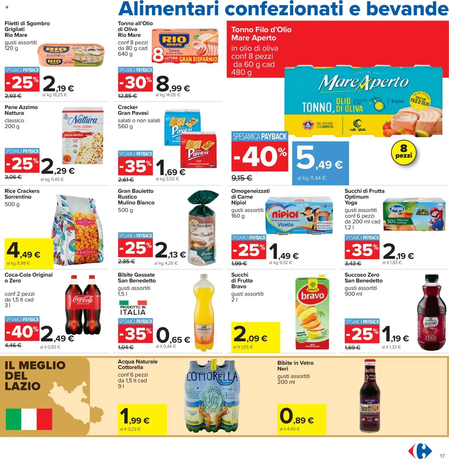 Volantino Carrefour del 21.04.2026 | Pagina: 17 | Prodotti: Acqua, Frutta, Tonno, Olio di Oliva
