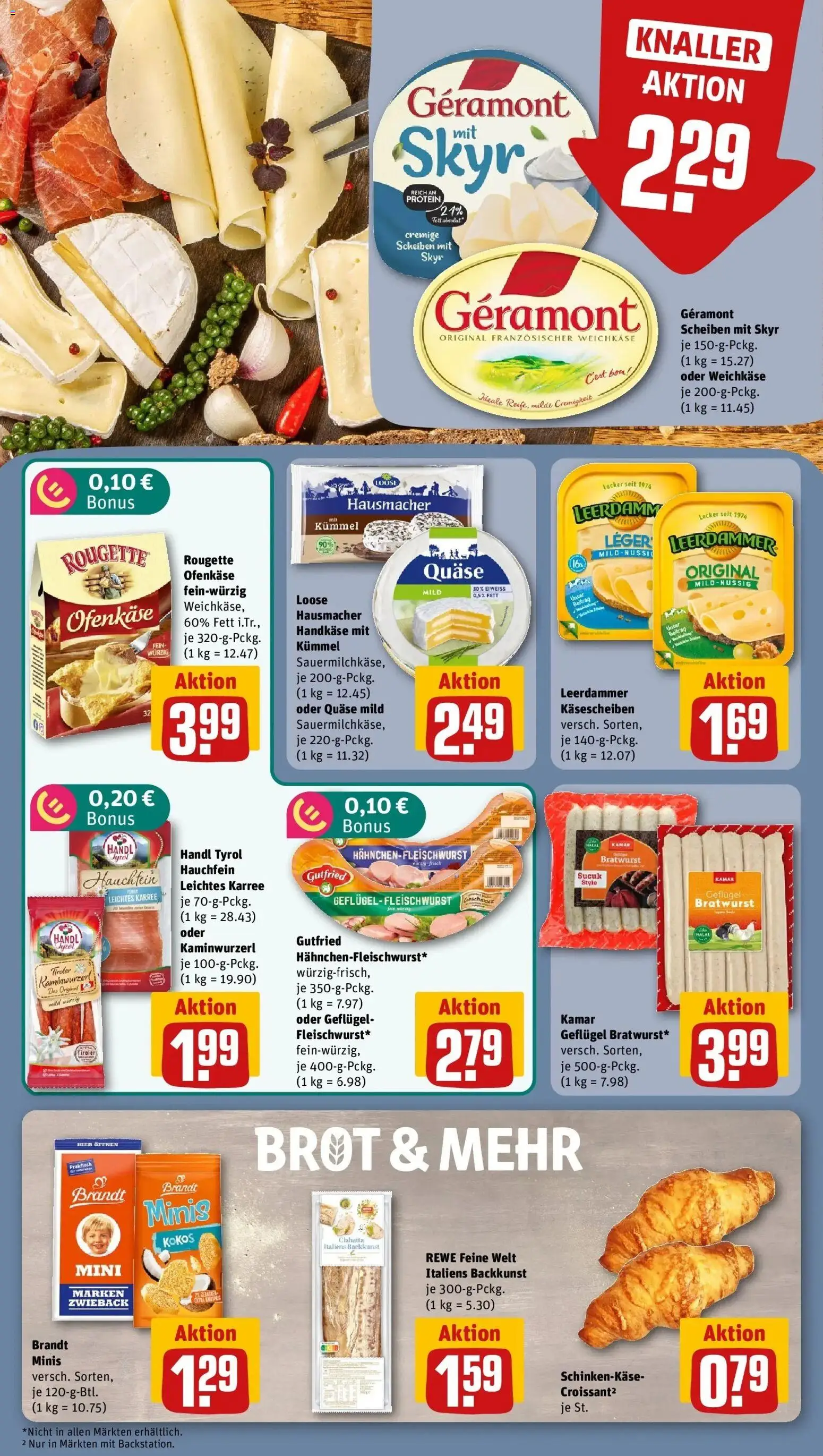 Rewe Prospekt Bremen – gültig ab 05.07.2026 | Seite: 14 | Produkte: Bratwurst, Leerdammer, Skyr, Brot