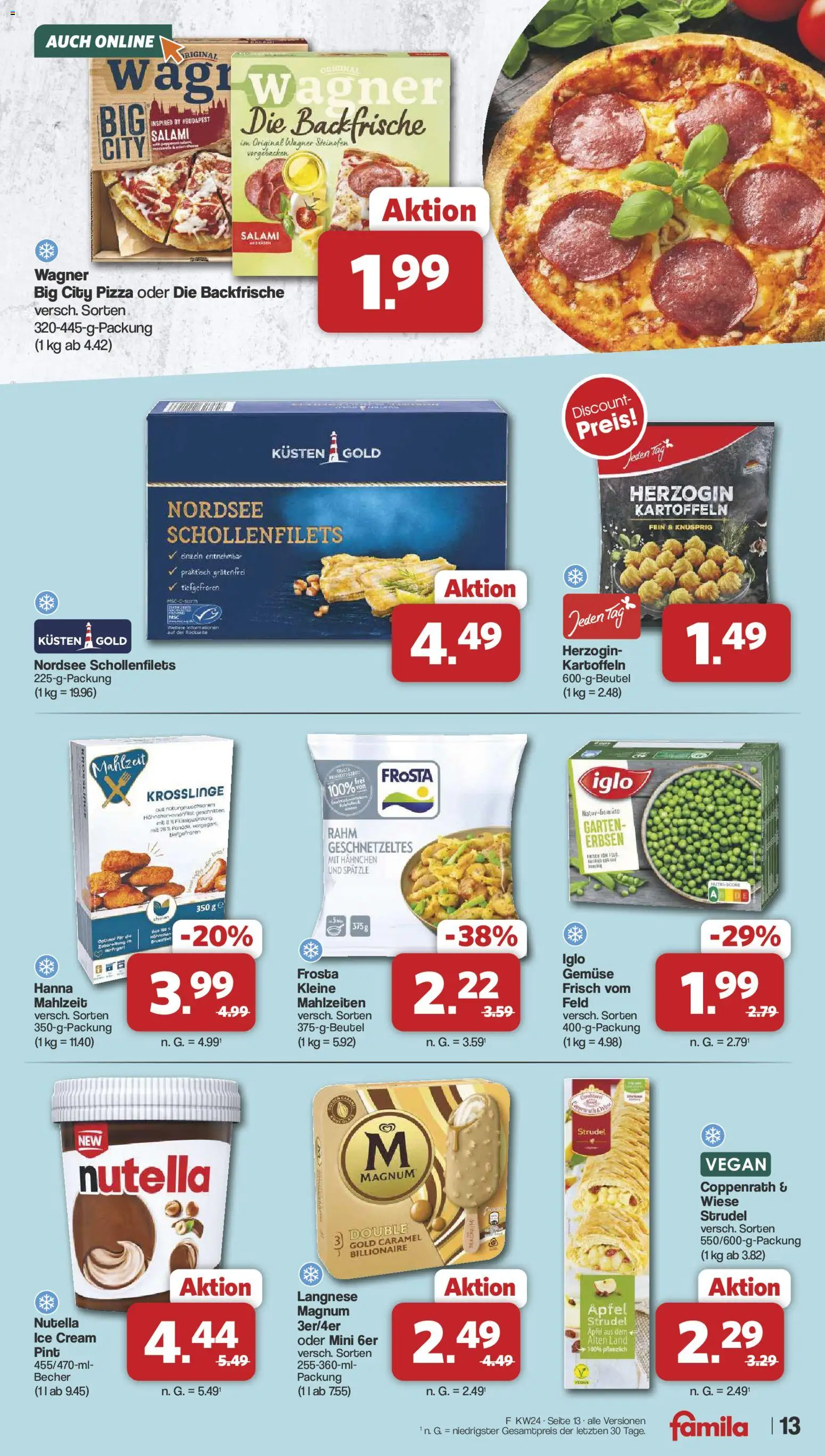 Famila Nordwest Prospekt – gültig ab 08.06.2026 | Seite: 13 | Produkte: Iglo, Kartoffeln, Gemüse, Pizza