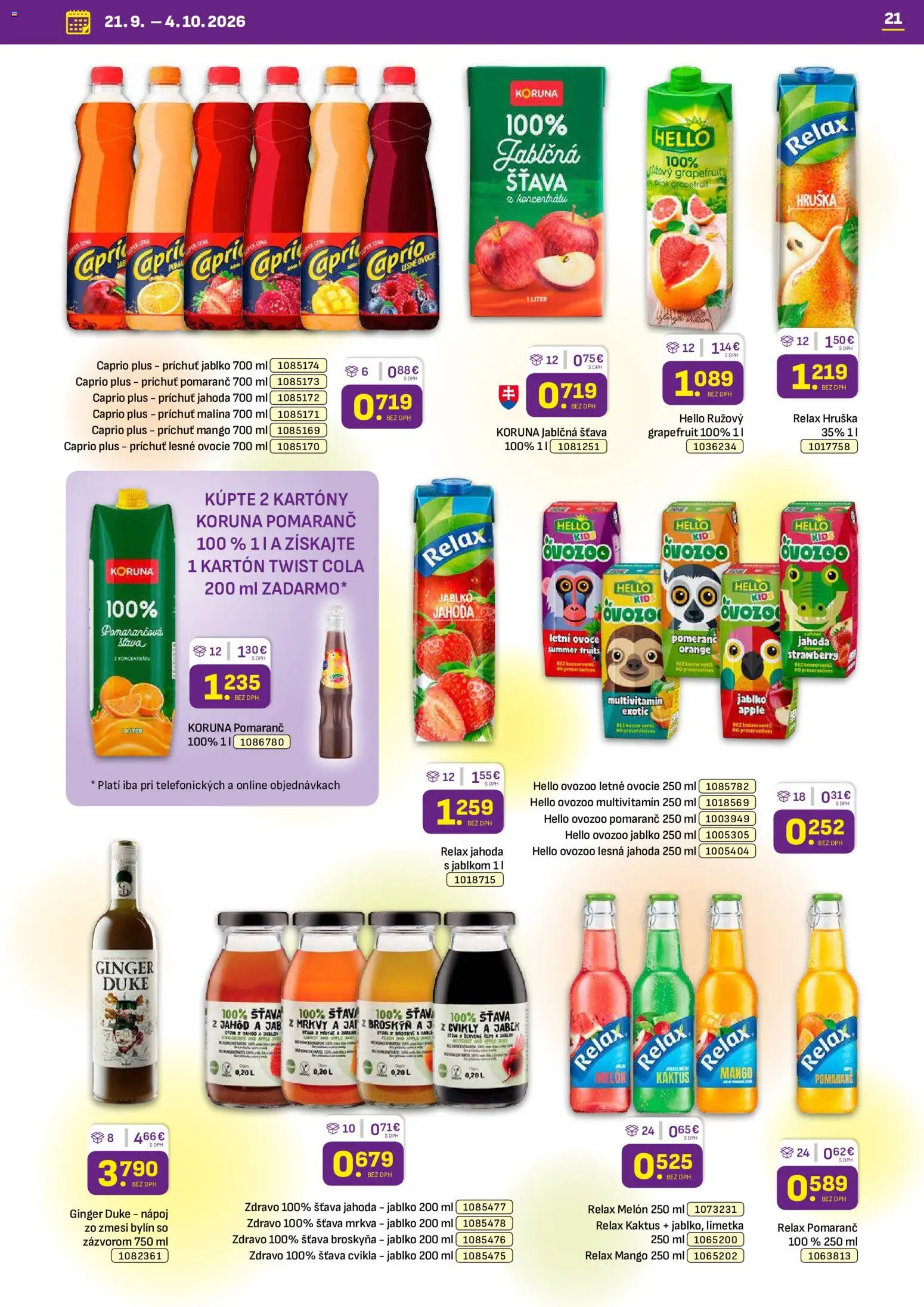 Nové Libex akcie – leták je platný od 21.09.2026 | Strana: 21 | Produkty: Multivitamín, Apple, Mrkva, Ovocie