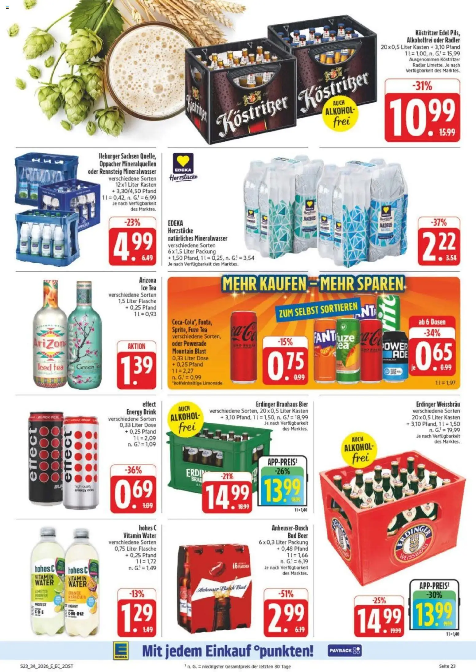 Edeka Prospekt Leipzig – gültig ab 17.08.2026 | Seite: 31 | Produkte: Erdinger, Kostritzer, Bier, Mineralwasser