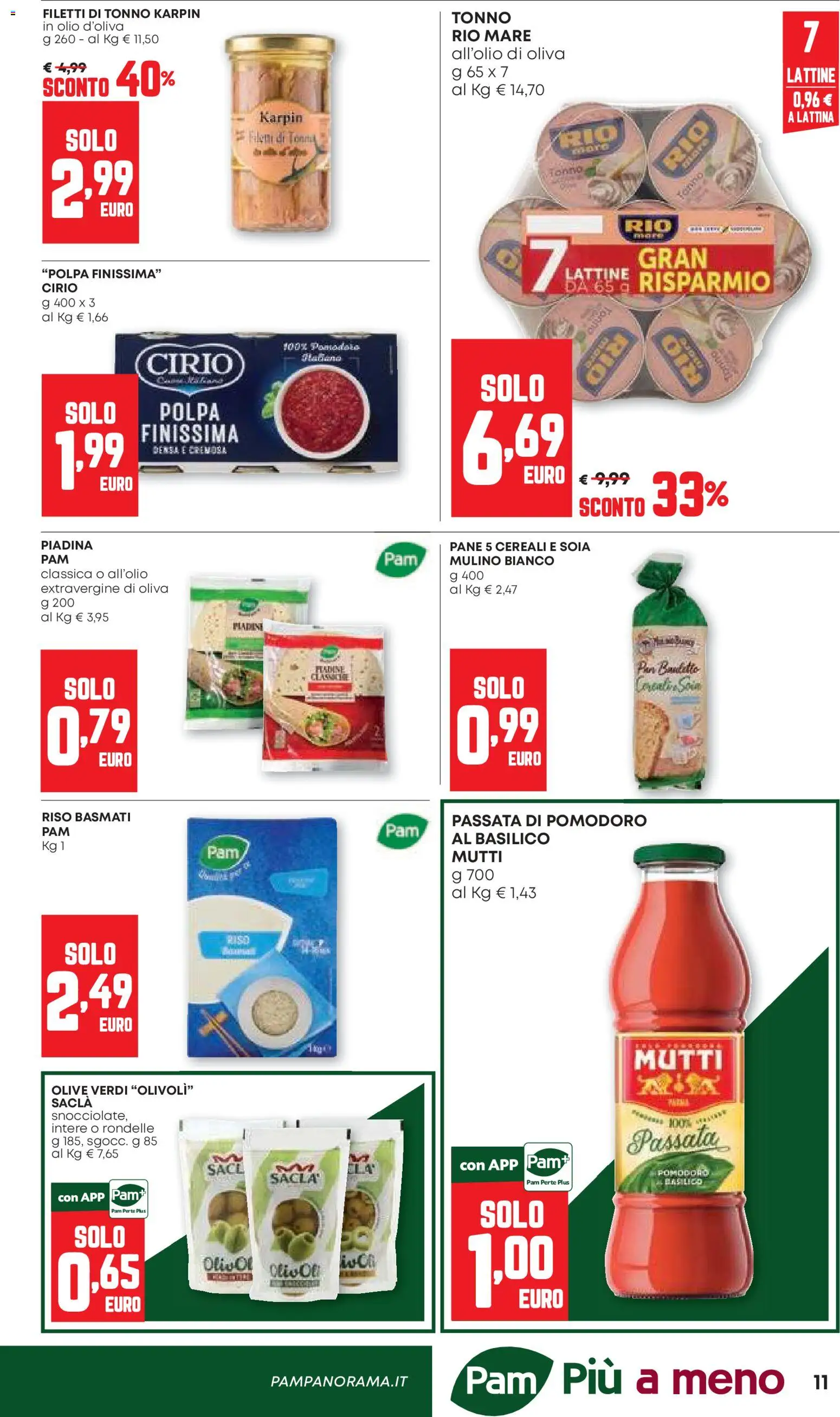 Volantino PAM del 13/08/2026 | Pagina: 11 | Prodotti: Riso, Olio, Olive, Piadina