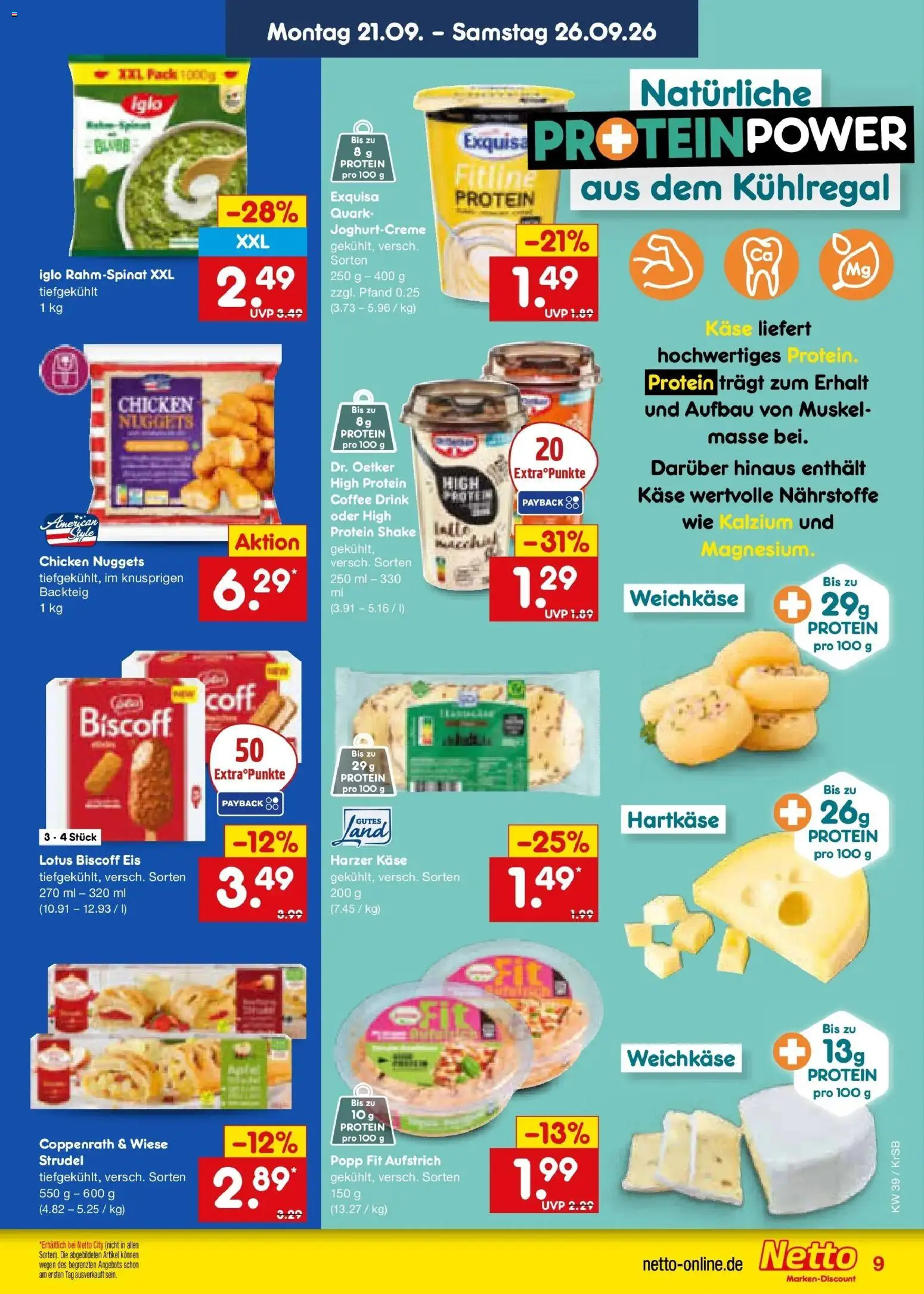 Netto Marken-Discount Prospekt Baesweiler – gültig ab 21.09.2026 | Seite: 13 | Produkte: Quark, Käse, Iglo, Eis