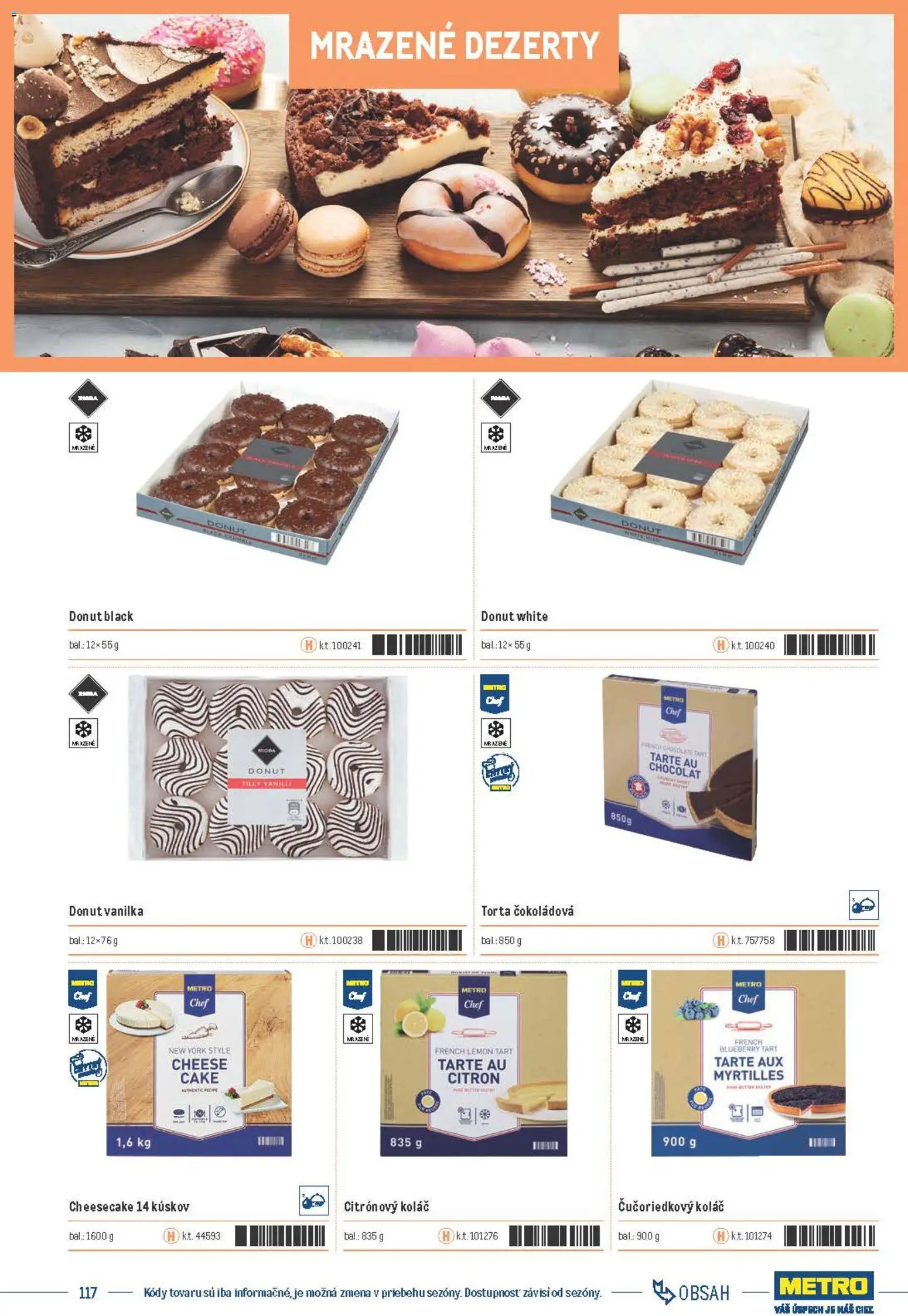Nové Metro akcie – leták je platný od 05.12.2025 | Strana: 117 | Produkty: Donut, Torta, Koláč, Vanilka