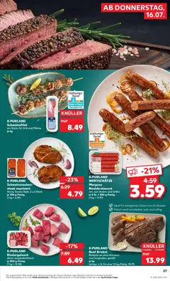 Kaufland Prospekt ab 16.07.2026 gültig | Seite: 27 | Produkte: Rindergulasch, Schweinenacken, Steak, Fleisch