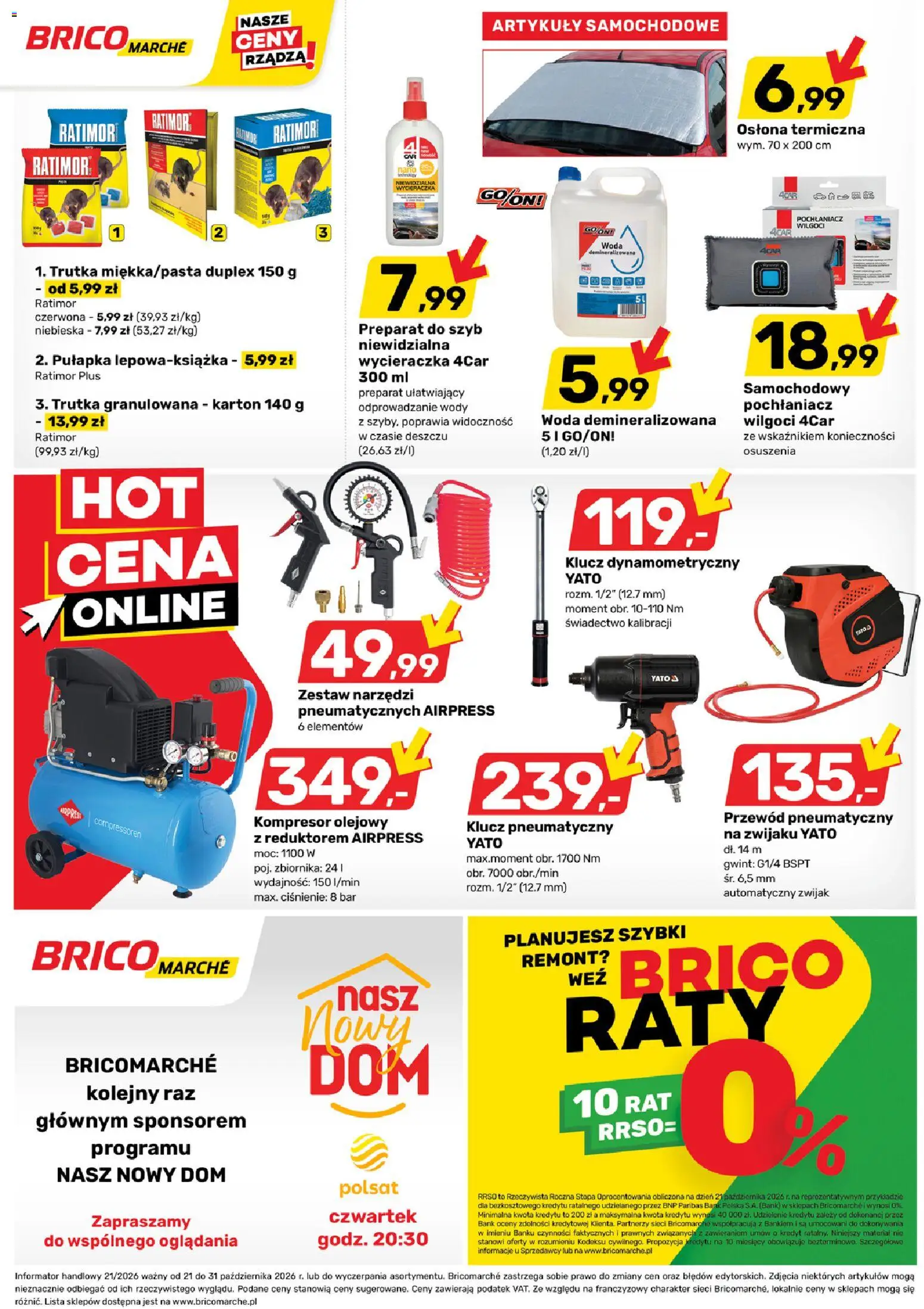 Brico Marché gazetka od 21.10.2026 | Strona: 9 | Produkty: Zestaw narzędzi, Wycieraczka, Kompresor, Woda