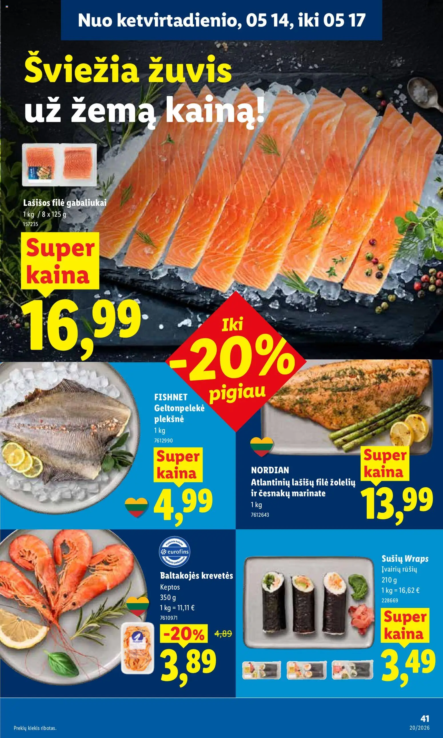 LIDL akcijos nuo 11.05.2026 | Puslapis: 47 | Prekių: Lašišos, Žuvis
