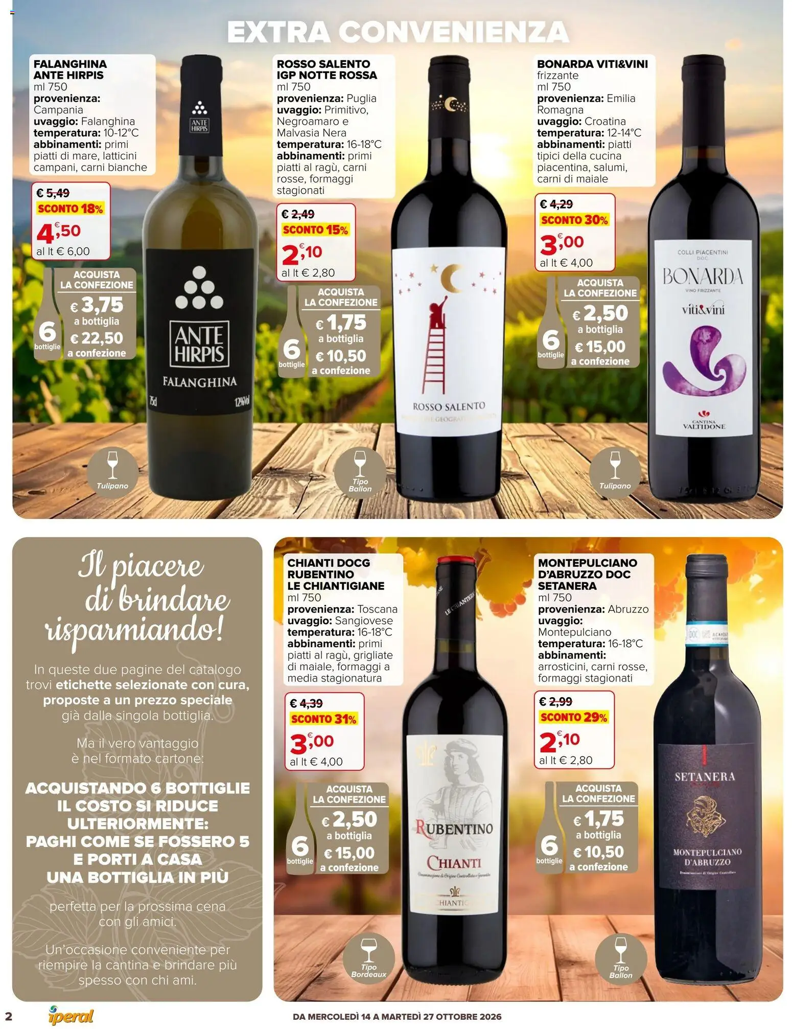 Volantino Iperal del 14/10/2026 | Pagina: 2 | Prodotti: Maiale, Piatti, Vino, Bottiglia