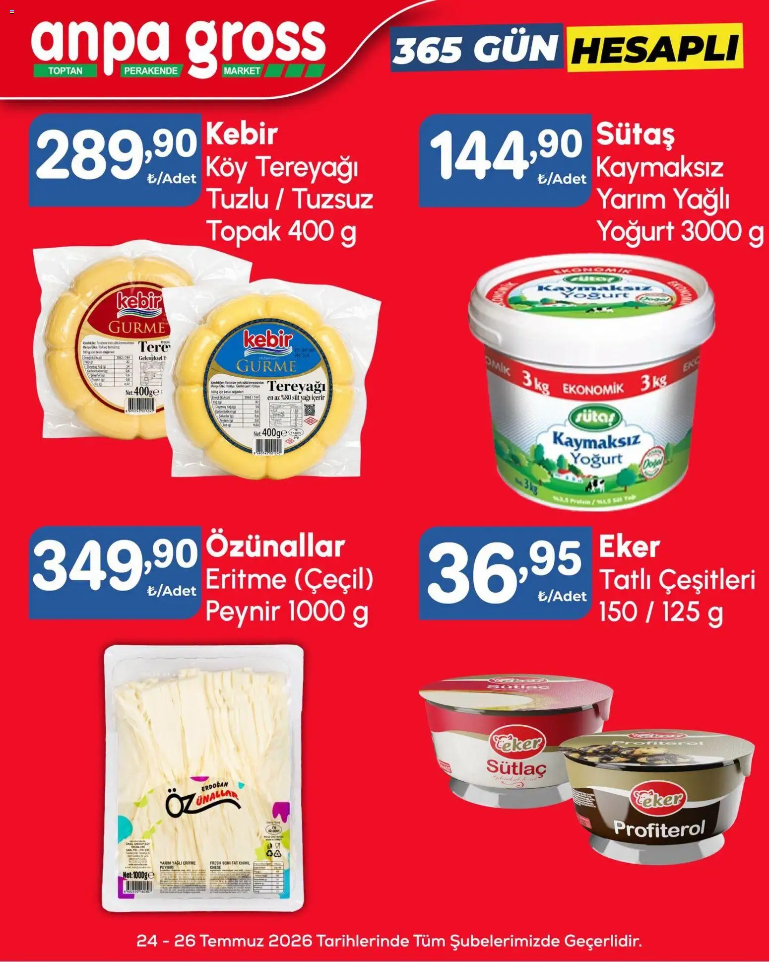 Anpa Gross - Hafta sonu fırsatları - 24 Temmuz 2026 tarihinden itibaren geçerlidir | Sayfa: 3 | Ürünler: Süt, Tereyağı, Peynir, Yoğurt