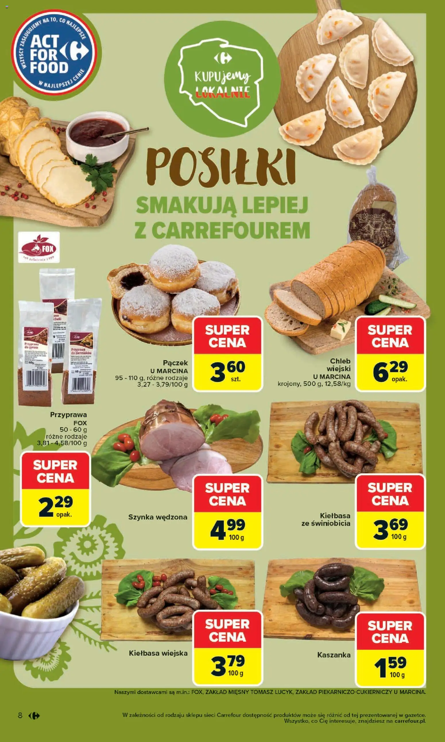 Carrefour gazetka - Zmieniliśmy Się Dla Ciebie od 25.05.2026 | Strona: 8 | Produkty: Kiełbasa, Kaszanka, Szynka, Chleb