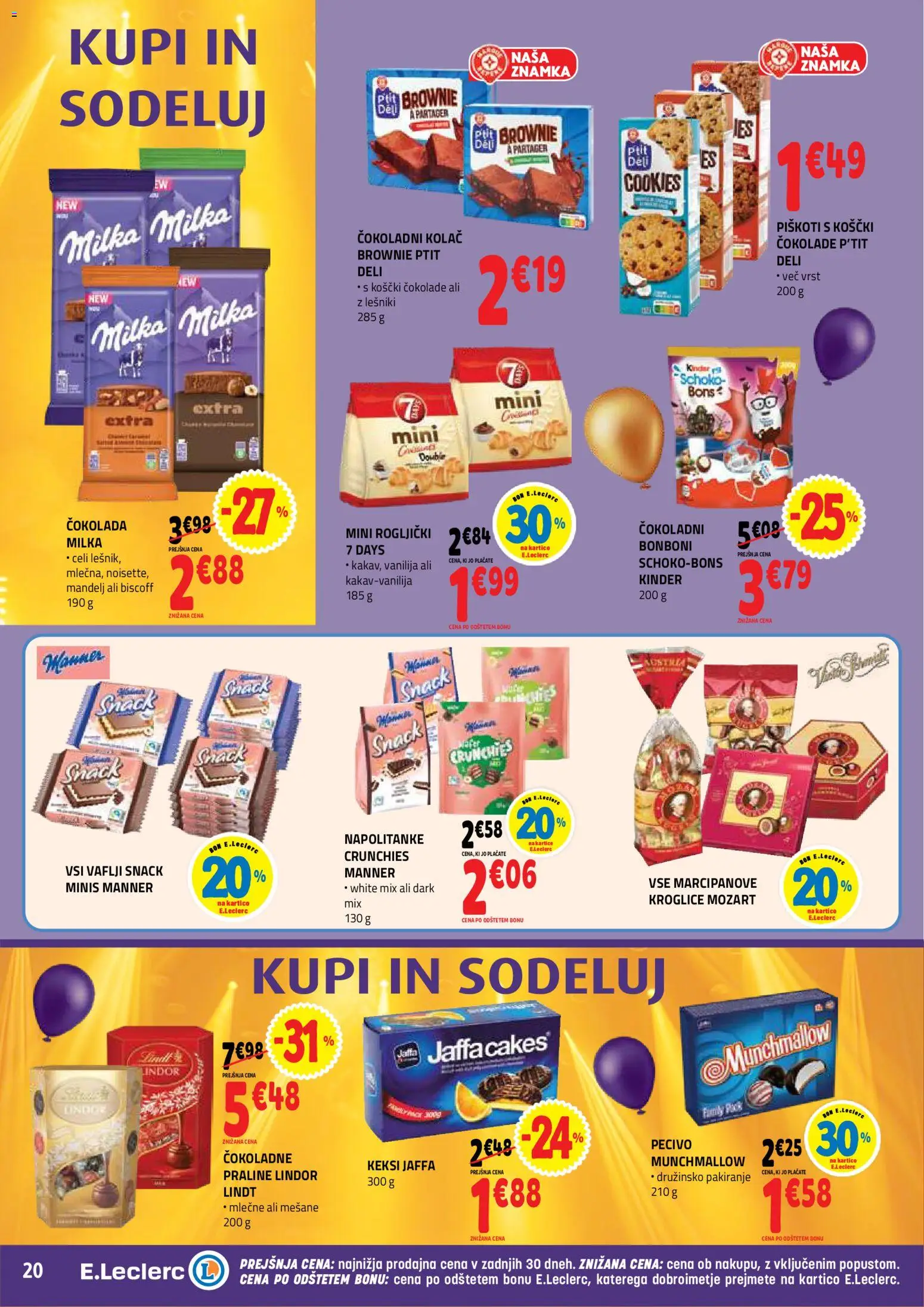 Novi E.leclerc katalog ponudbe – veljaven od 21.10.2026 | Stran: 20 | Izdelki: Napolitanke, Keksi, Lindt, Cokolada