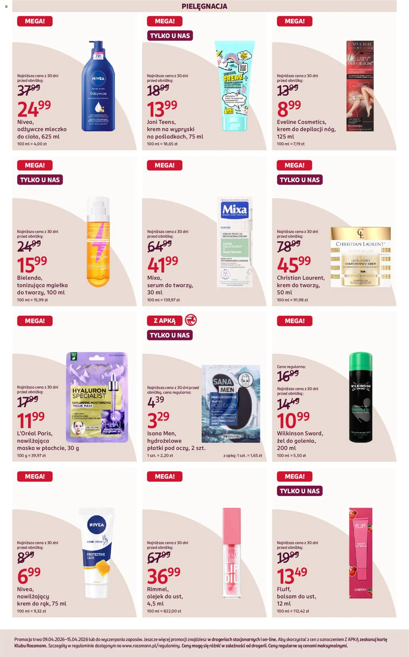 Rossmann gazetka od 09.04.2026 | Strona: 3 | Produkty: Maska, Płatki, Krem, Krem do depilacji