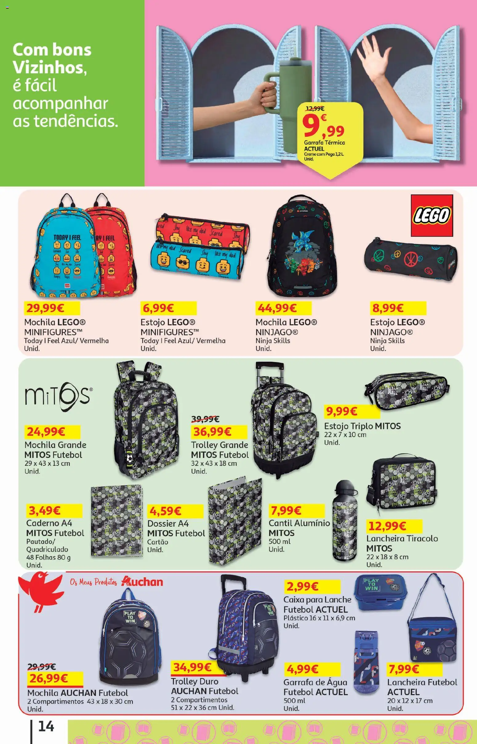 Auchan - Folheto Escolar │ válido de 05/08/2026 | Página: 14 | Produtos: Agua, Caderno, Garrafa térmica, Cantil