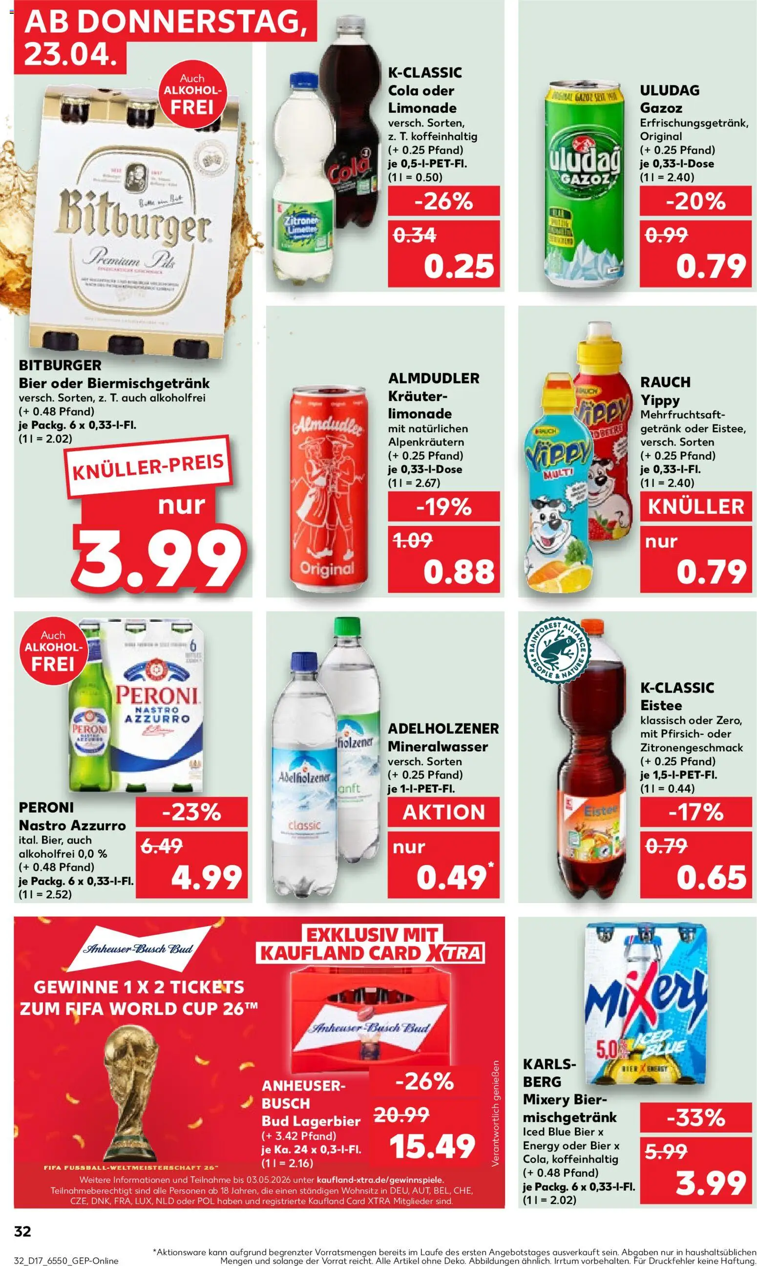 Kaufland Prospekt Hamburg	 – gültig ab 23.04.2026 | Seite: 32 | Produkte: Bitburger, Cola, Bier, Adelholzener