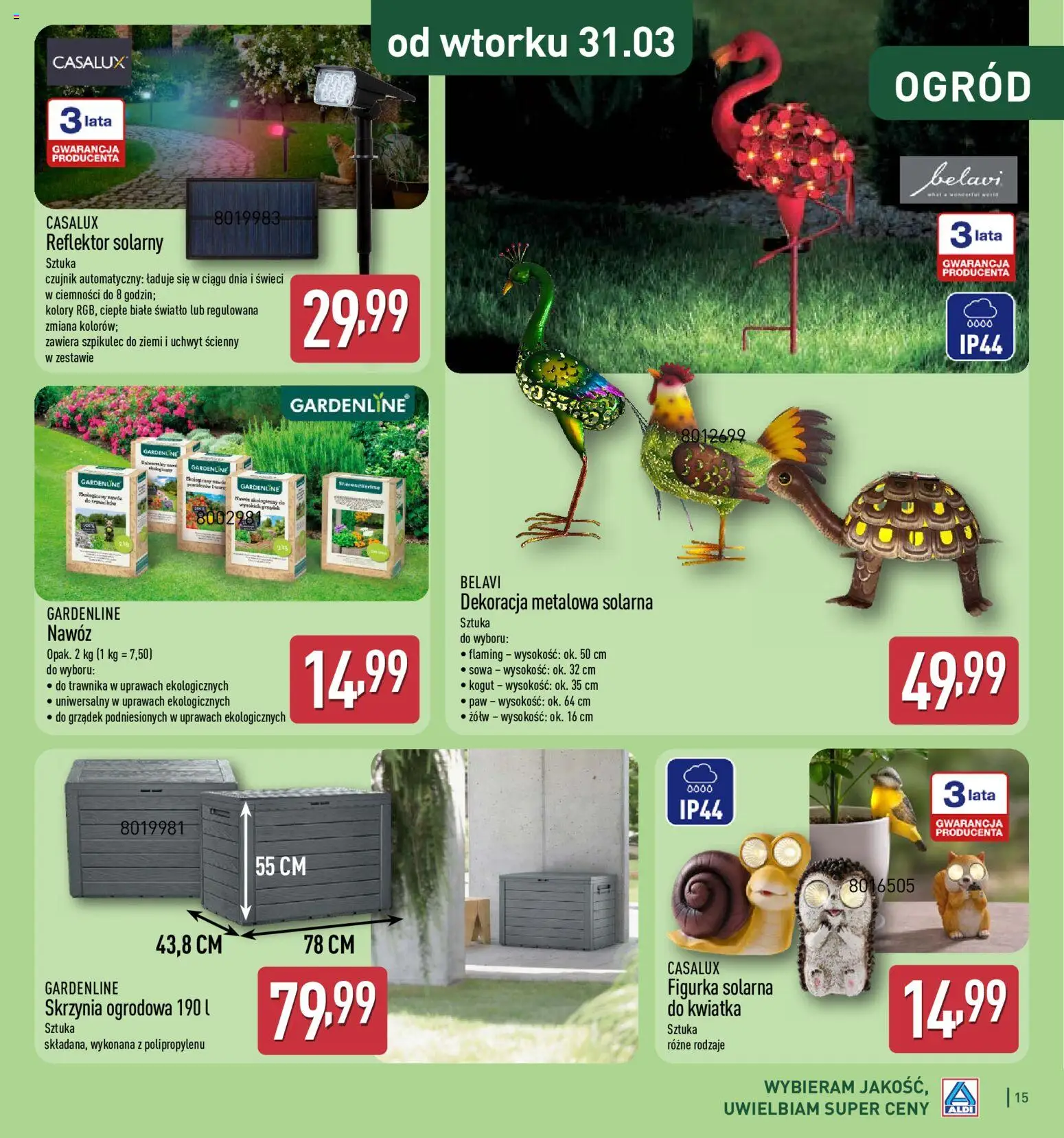 Aldi Gazetka - Katalog ogrodowy od 25.02.2026 | Strona: 15 | Produkty: Reflektor solarny