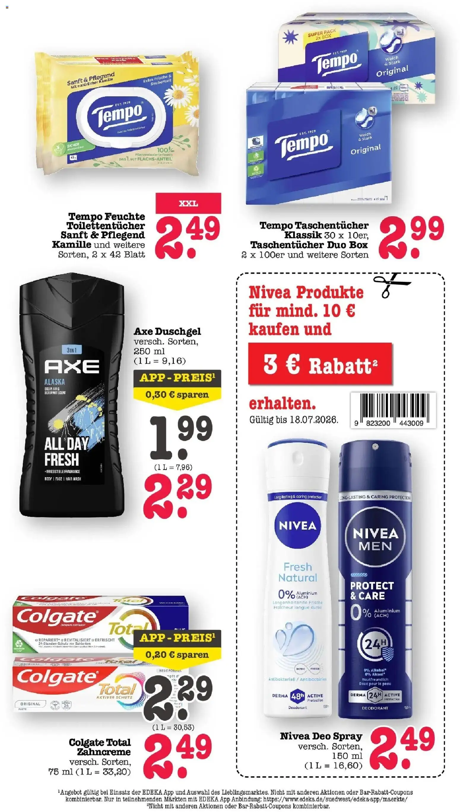 Edeka prospekt Bühlertal – gültig ab 13.07.2026 | Seite: 62 | Produkte: Box, Deodorant, Axe, Tempo