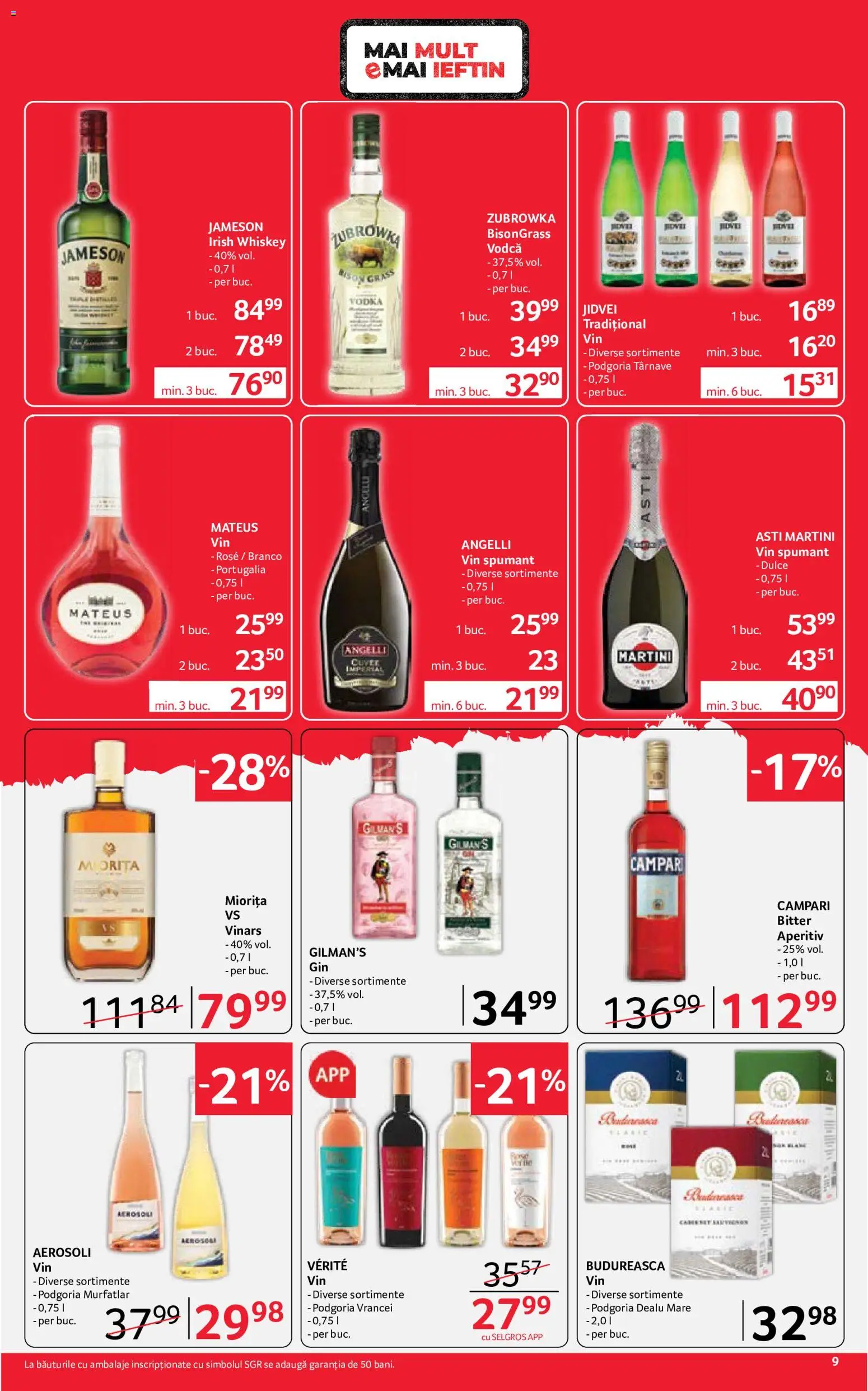 Noul catalog Selgros – valabil de la 12.06.2026 | Pagină: 9 | Produse: Yulaf, Vin, Vodka, Whiskey