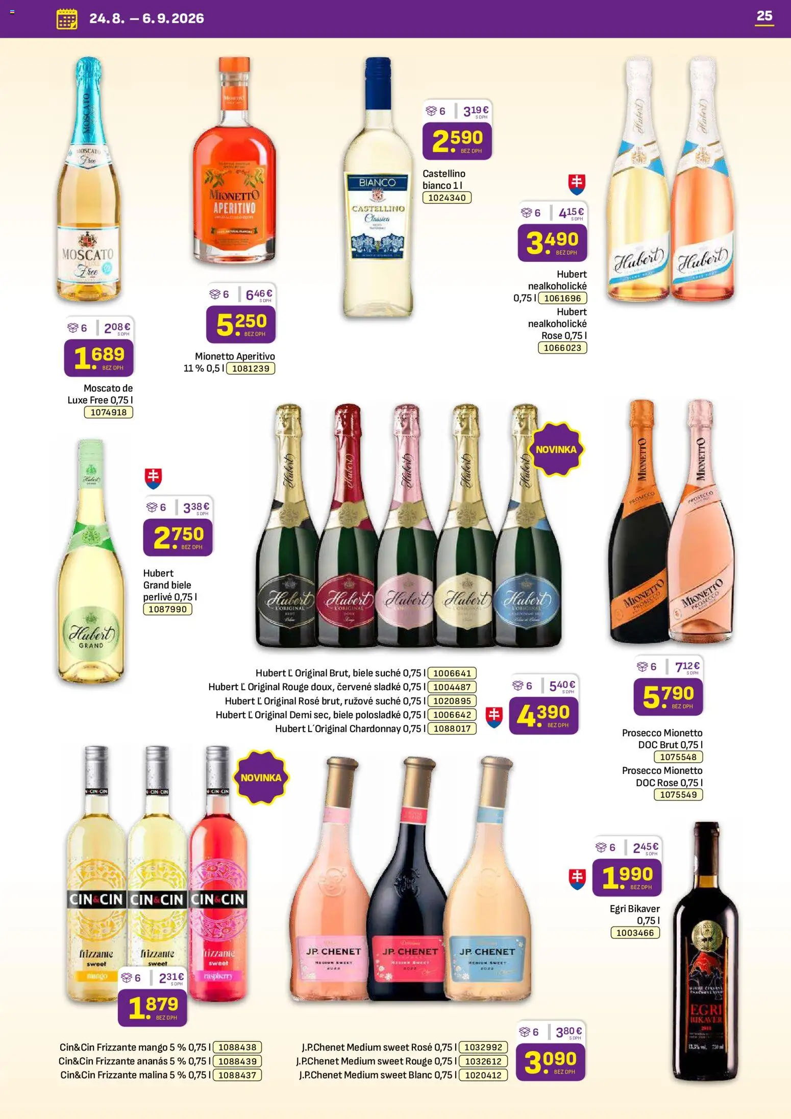 Nové Libex akcie – leták je platný od 24.08.2026 | Strana: 25 | Produkty: Prosecco, Ananás, Mionetto Prosecco, Mango