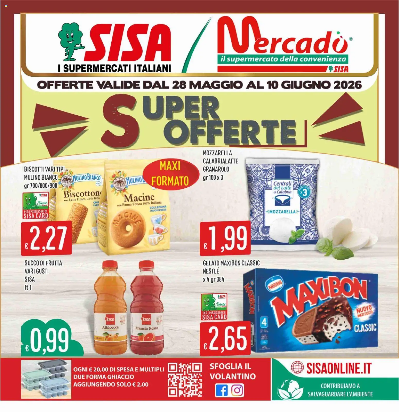 Volantino SISA del 28.05.2026 | Pagina: 1 | Prodotti: Gelato, Frutta, Arancia, Succo di frutta