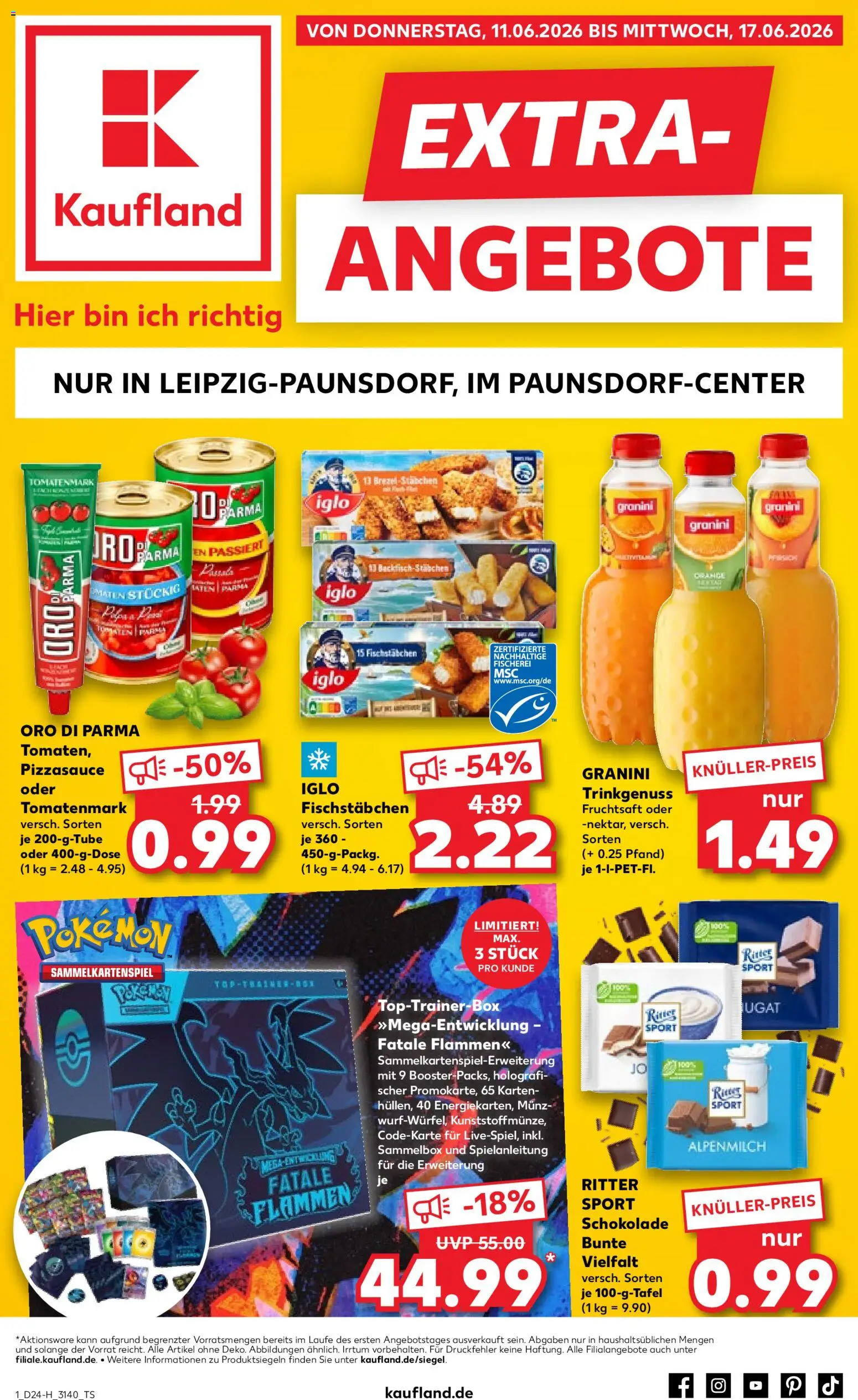 Kaufland Prospekt Leipzig – gültig ab 11.06.2026 | Seite: 1 | Produkte: Schokolade, Ritter sport, Oro di parma, Granini