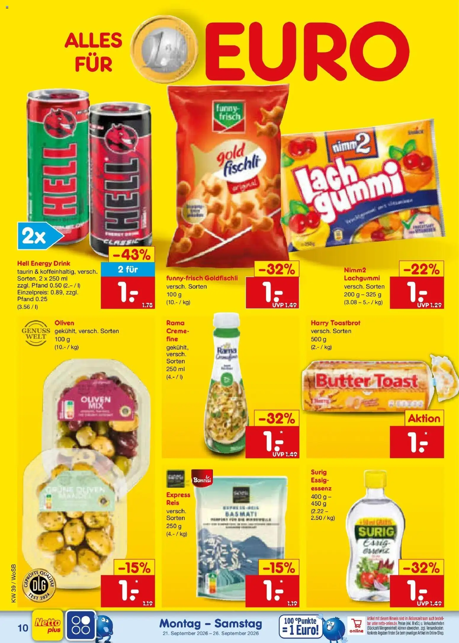 Netto Marken-Discount Prospekt Ludwigshafen-Edigheim – gültig ab 21.09.2026 | Seite: 16 | Produkte: Butter, Essig, Toastbrot, Reis