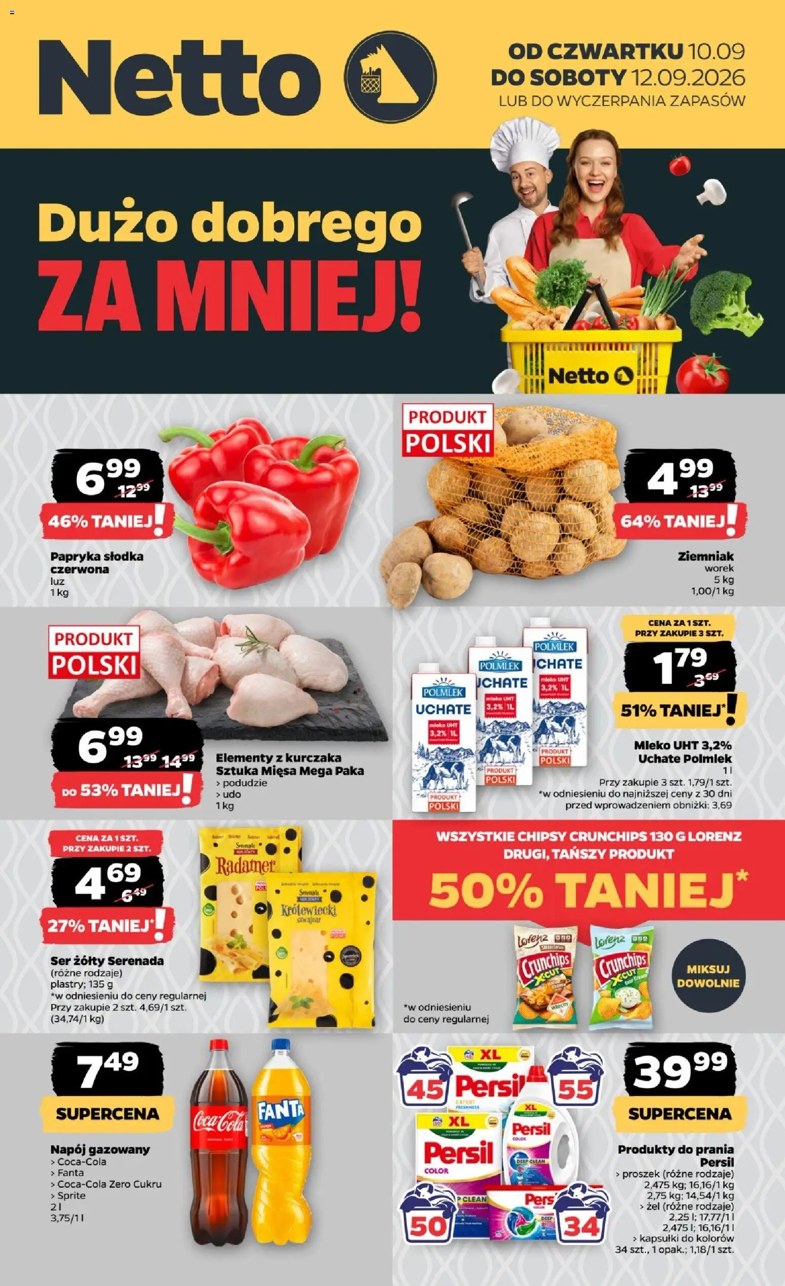 Netto gazetka od czwartku od 10.09.2026 | Strona: 1 | Produkty: Papryka, Fanta, Mleko, Detergent