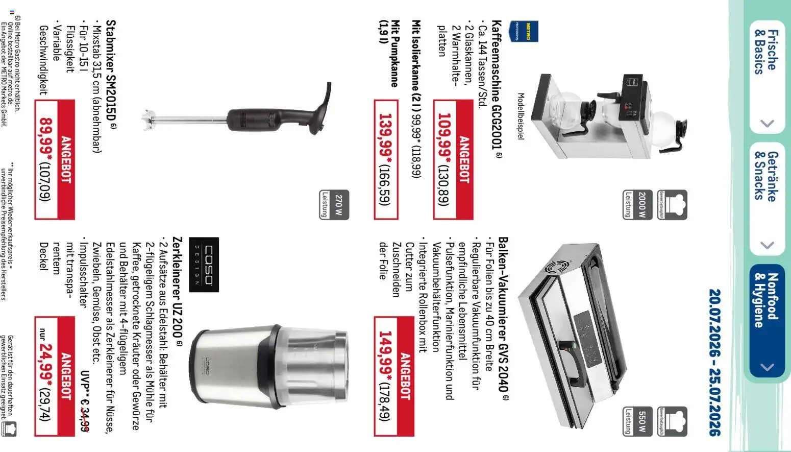 Metro Prospekt – gültig ab 20.07.2026 | Seite: 42 | Produkte: Cutter, Mühle, Gewürze, Obst
