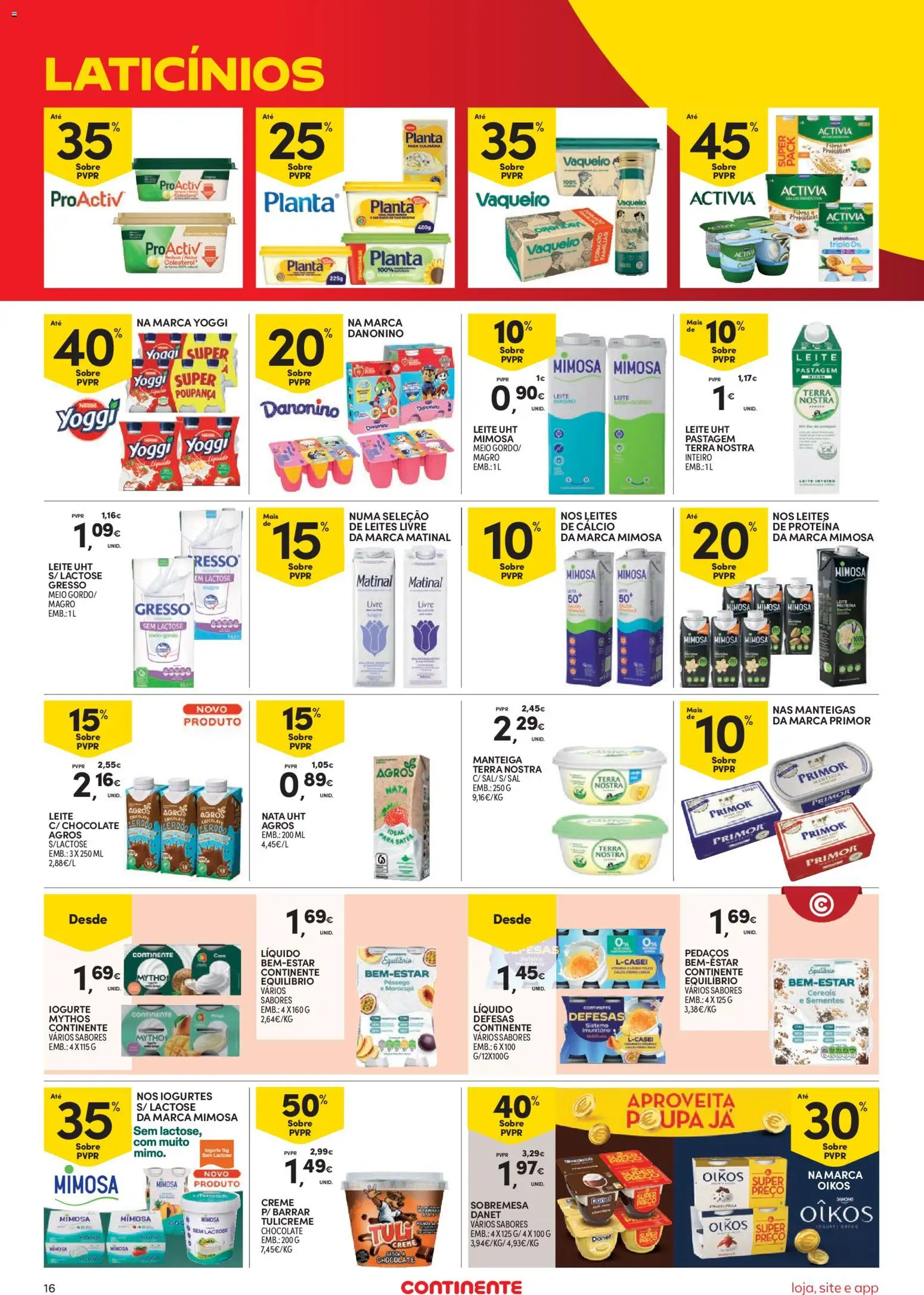 Continente Semanal Continente Bom Dia │ válido de 12.05.2026 | Página: 16 | Produtos: Iogurtes, Cálcio, Chocolate, Creme