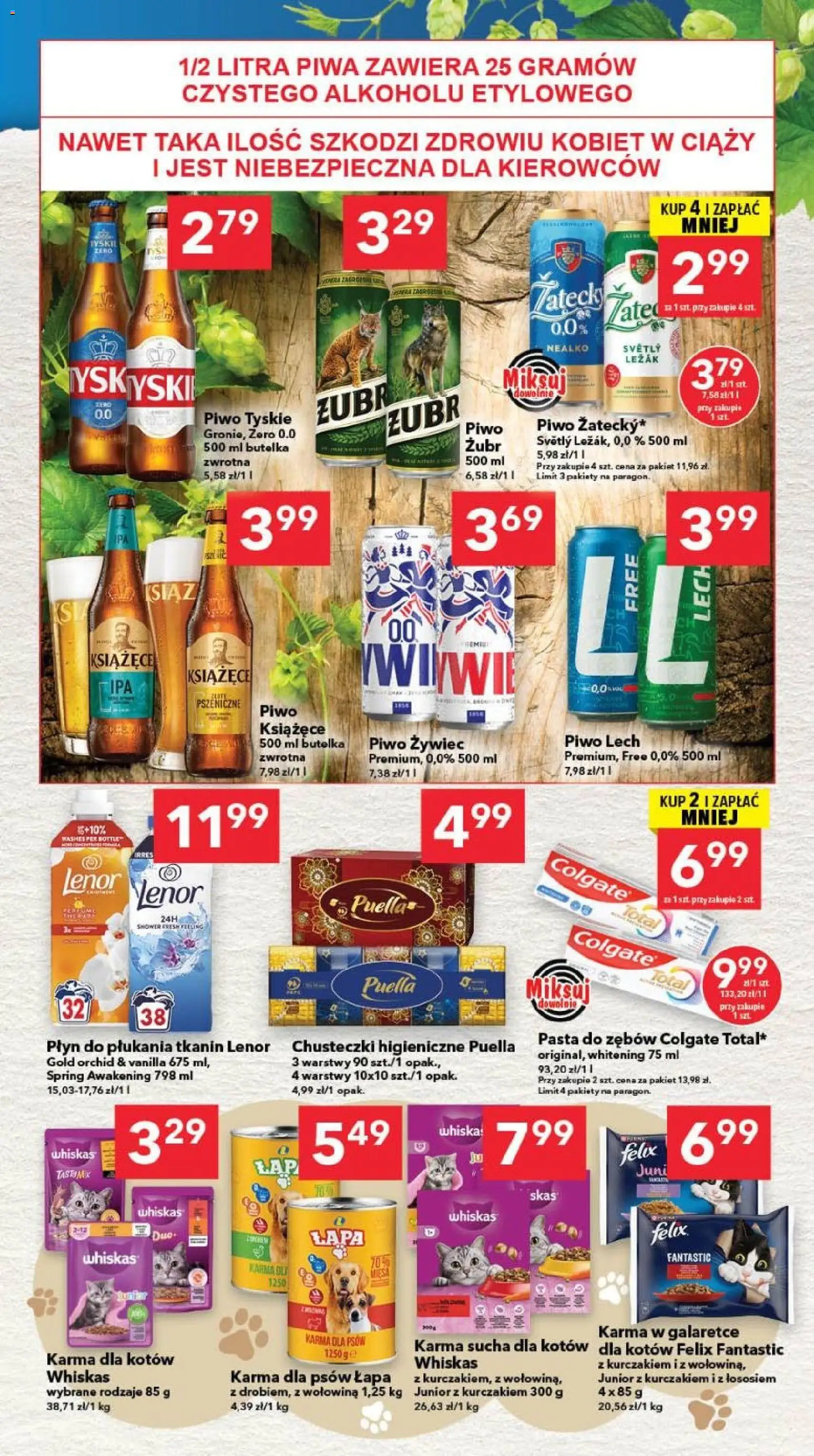 Lewiatan gazetka - Gdańsk od 24.09.2026 | Strona: 7 | Produkty: Płyn do płukania, Whiskas, Piwo, Pasta do zębów