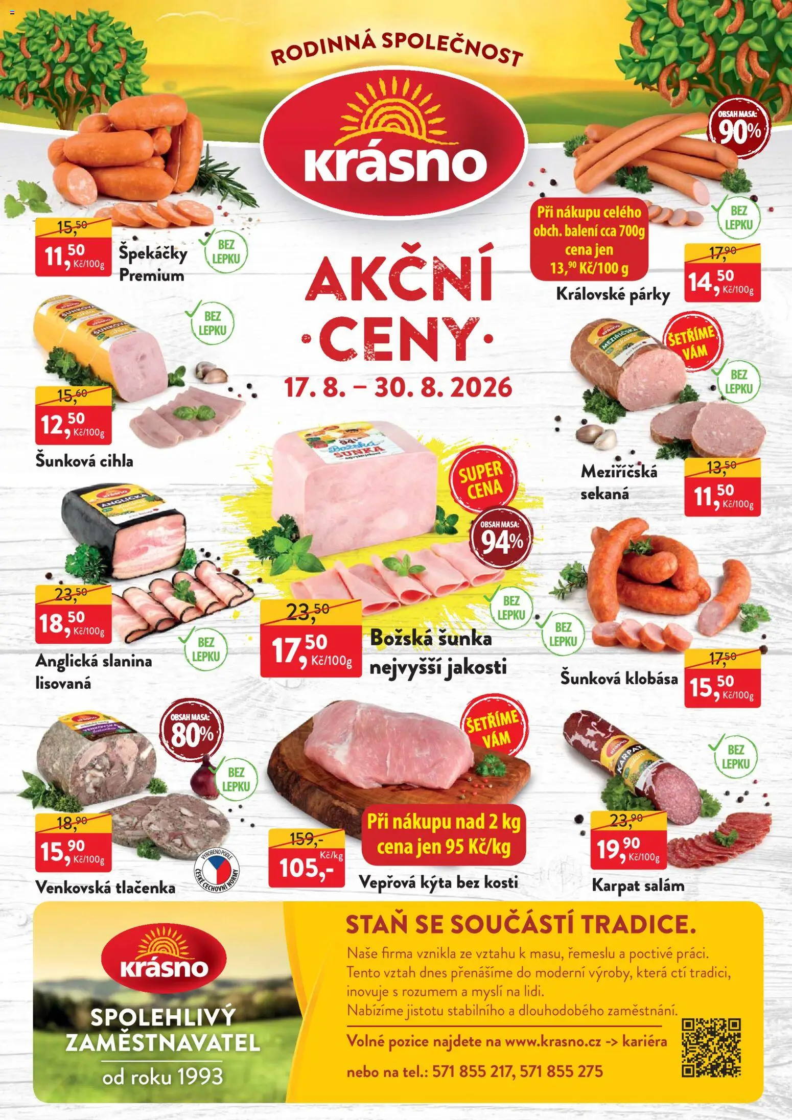 MP Krásno leták od 17.08.2026 | Strana: 1 | Produkty: Šunka, Párky, Tlačenka, Stan