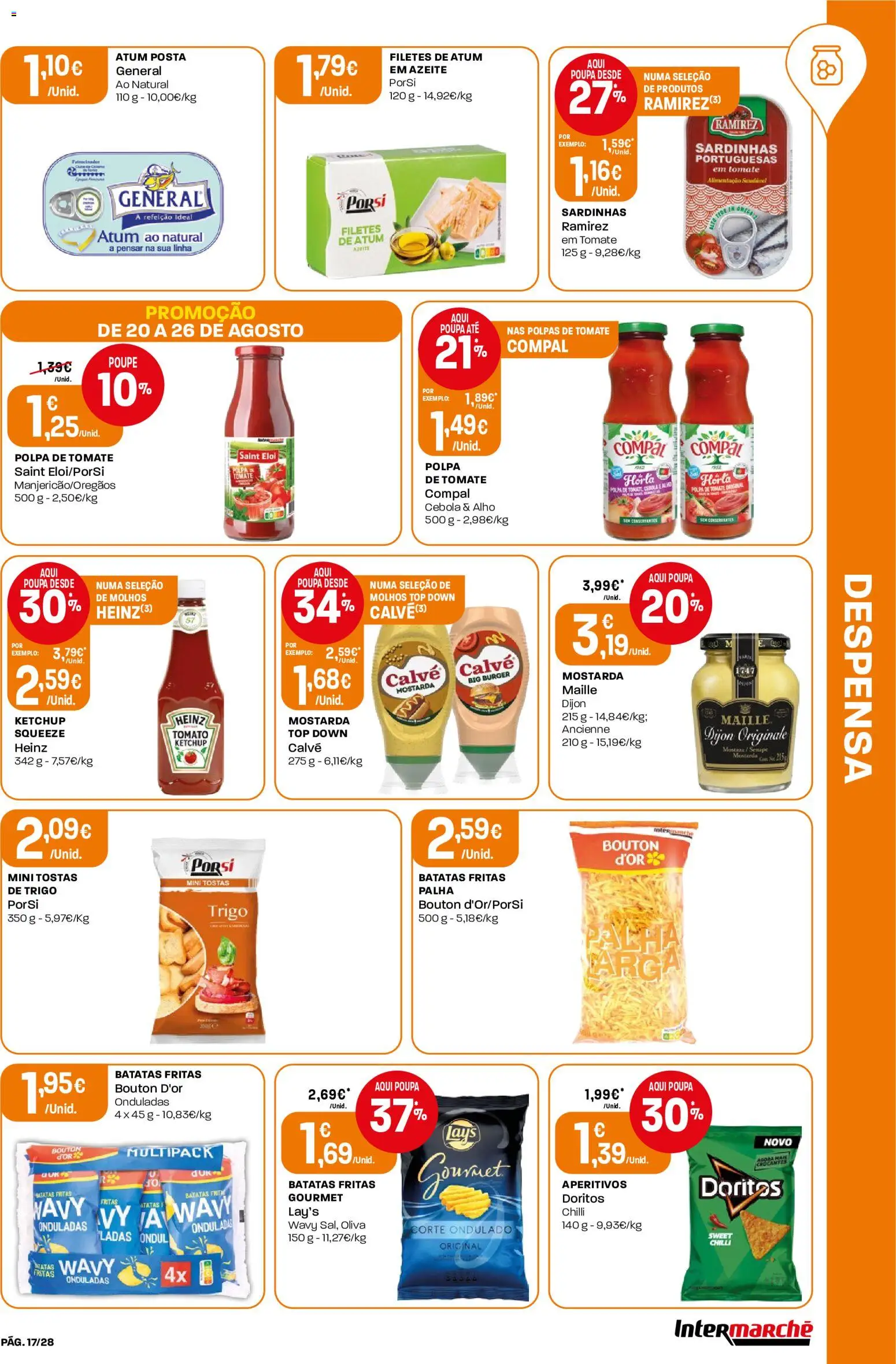 Intermarché Folheto Contact │ válido de 20/08/2026 | Página: 17 | Produtos: Atum, Batatas, Tostas, Sardinhas