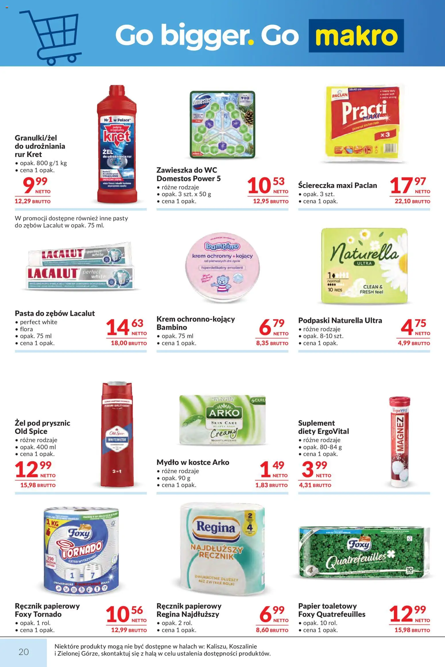 Makro gazetka od 04.08.2026 | Strona: 20 | Produkty: Podpaski, Domestos, Mydło, Lacalut