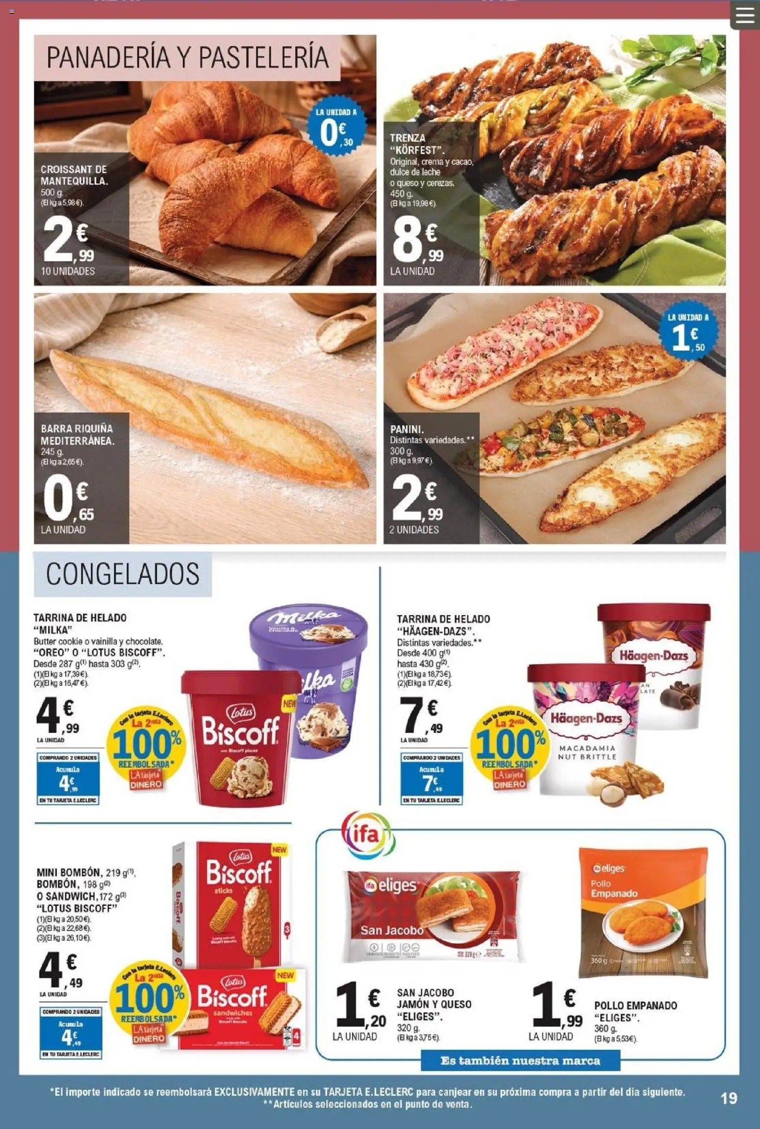 E.Leclerc folleto │ válido desde el 18.05.2026 | Página: 19 | Productos: Leche, Croissant, Crema, Panadería