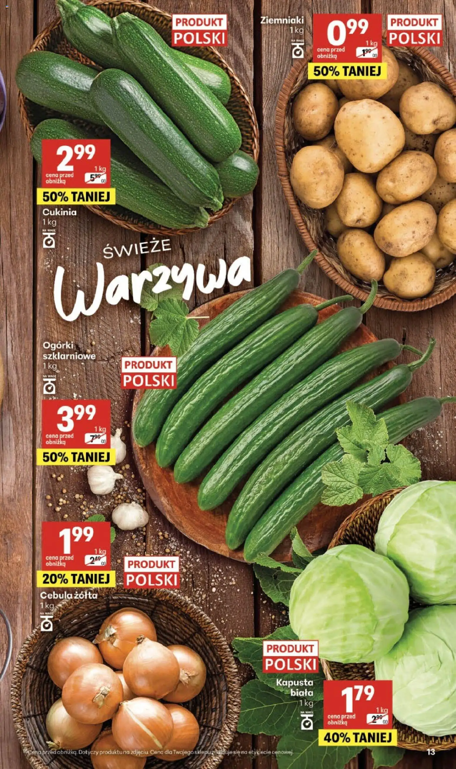 Delikatesy Centrum gazetka - Sklepy Własne od 13.08.2026 | Strona: 13 | Produkty: Cukinia, Kapusta biała, Ogórki, Warzywa