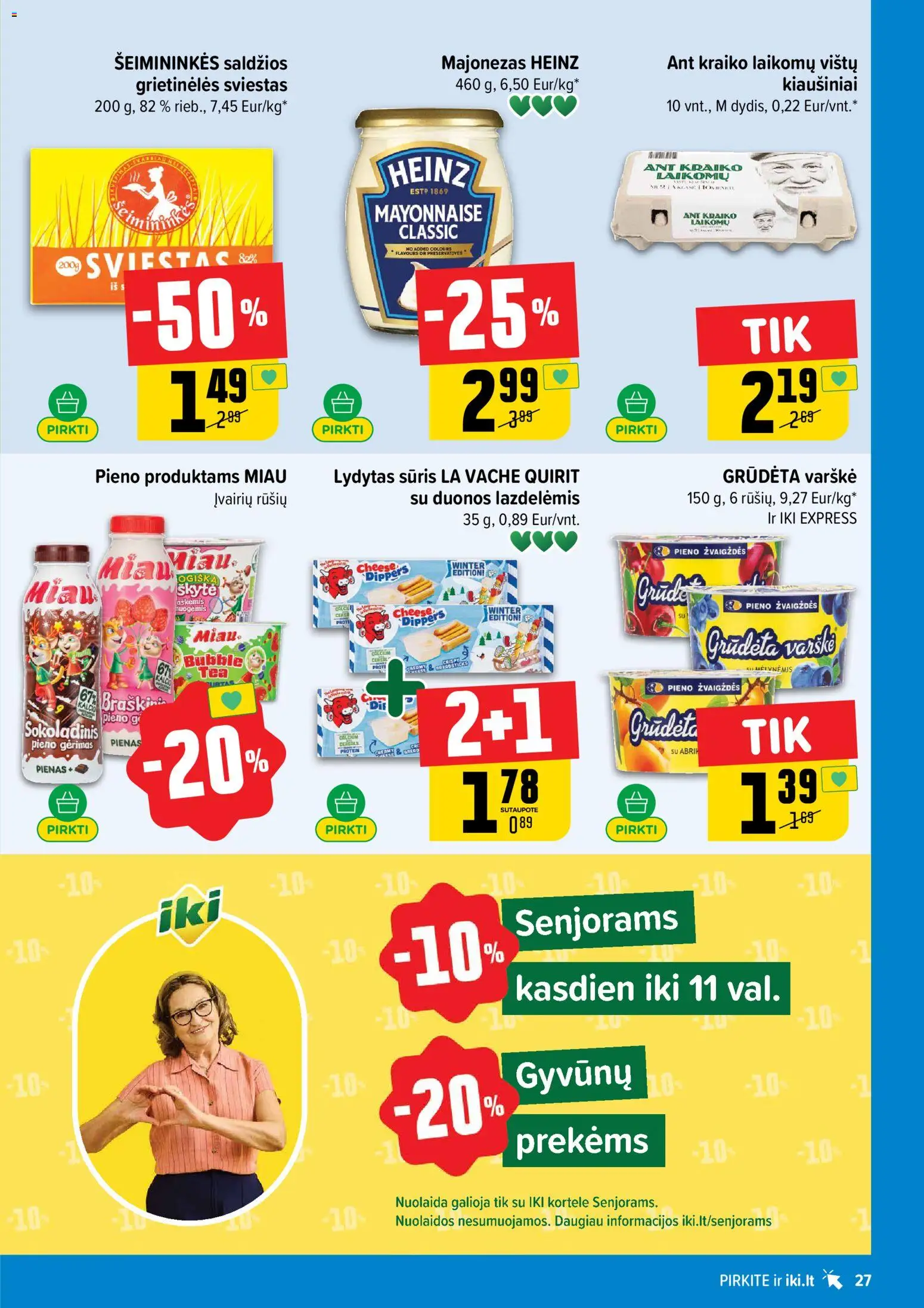 IKI akcijos nuo 2026.07.20 | Puslapis: 27 | Prekių: Kiaušiniai, Sūris, Varškė, Majonezas