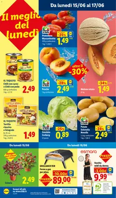Anteprima del volantino Patate Selenella Novelle, 1,5 kg confezione valido a partire dal 11.06.2026 | Pagina: 52 | Prodotti: Pizza, Pollo, Vestito, Melone