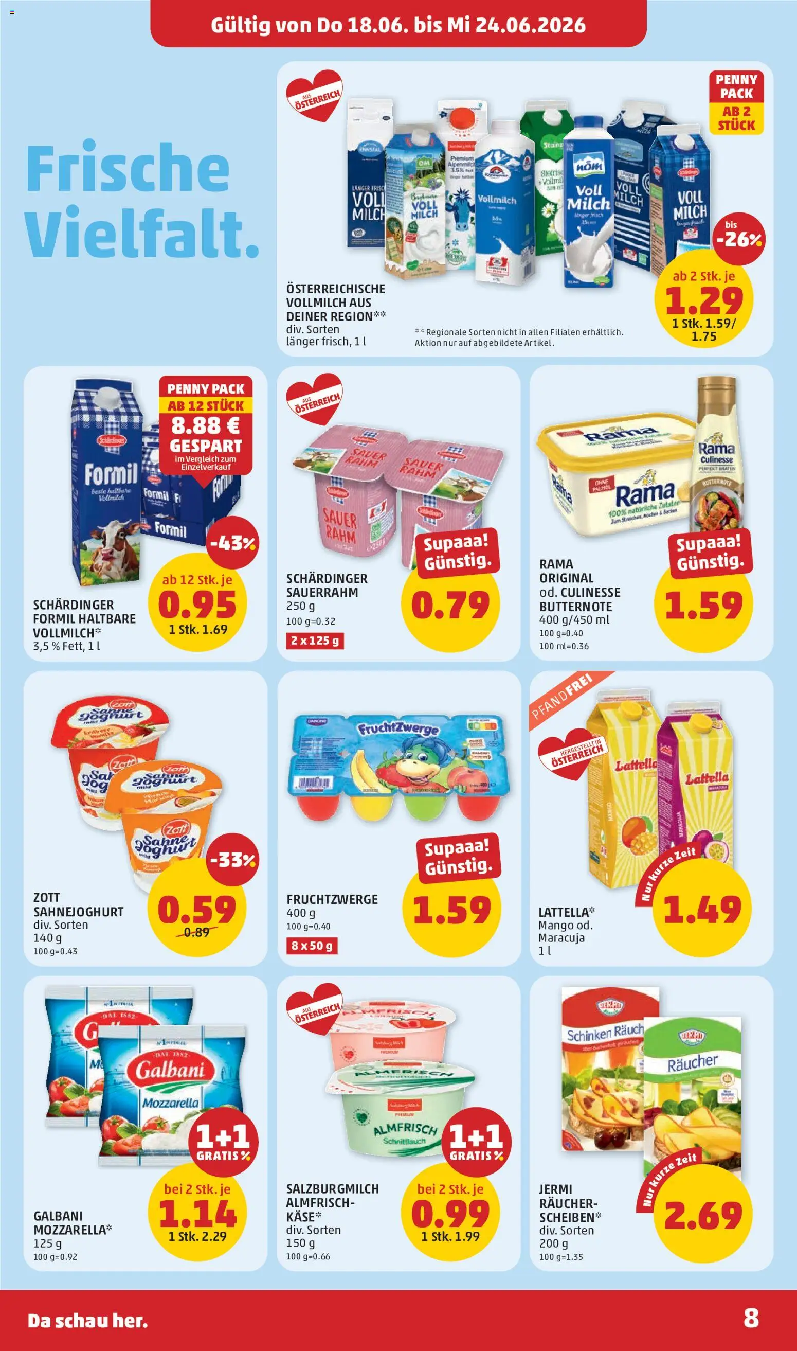 Penny Markt Schmankerl Post gültig ab 18.06.2026 | Seite: 8 | Produkte: Sahne, Milch, Schinken, Sauerrahm