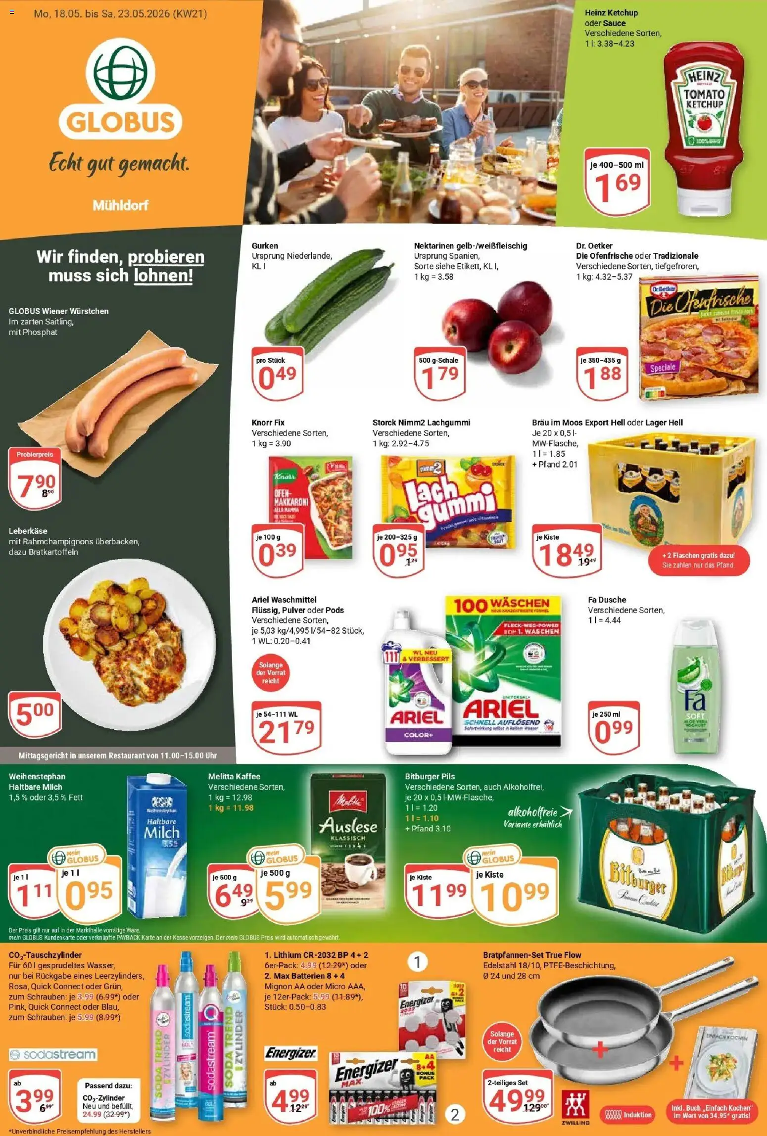 Globus Prospekt Mühldorf – gültig ab 17.05.2026 | Seite: 1 | Produkte: Bitburger, Ariel, Dusche, Uhr