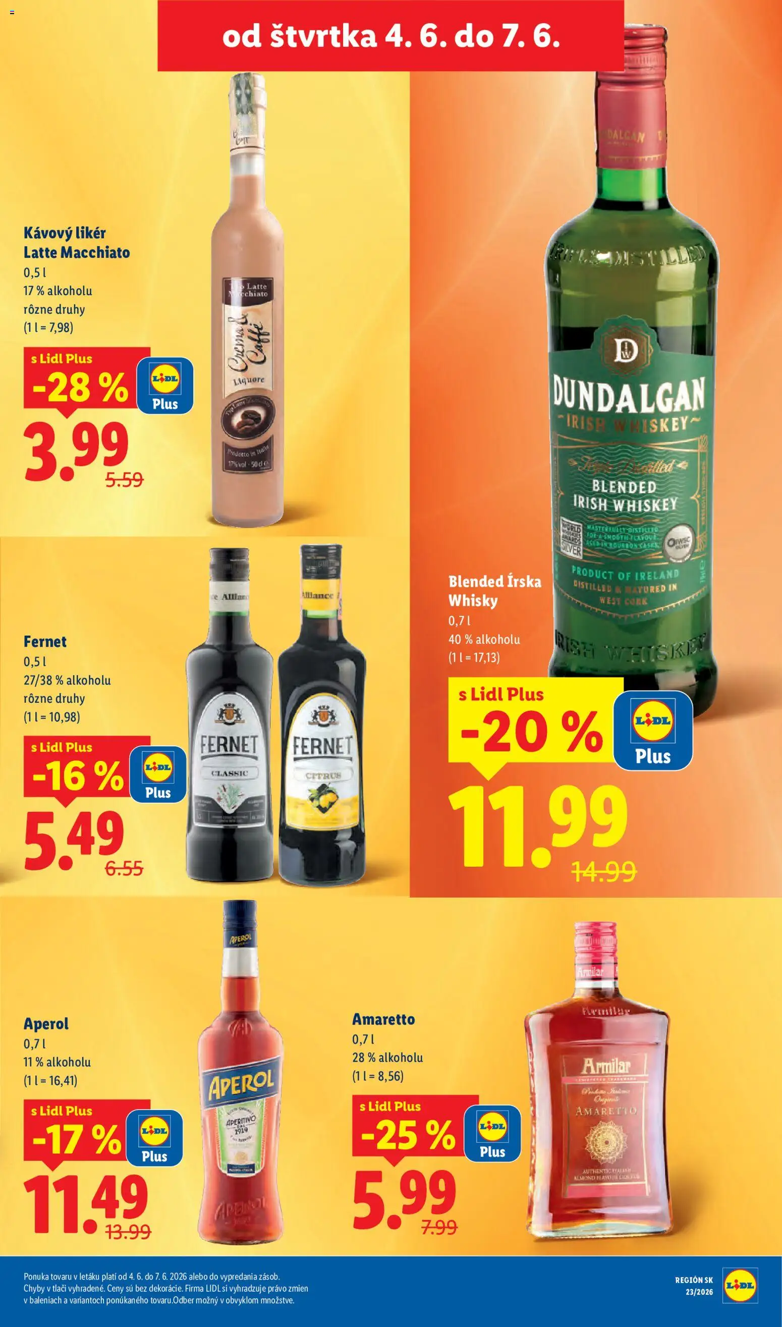 Nové Lidl akcie – leták je platný od 01.06.2026 | Strana: 71 | Produkty: Whisky, Fernet, Aperol