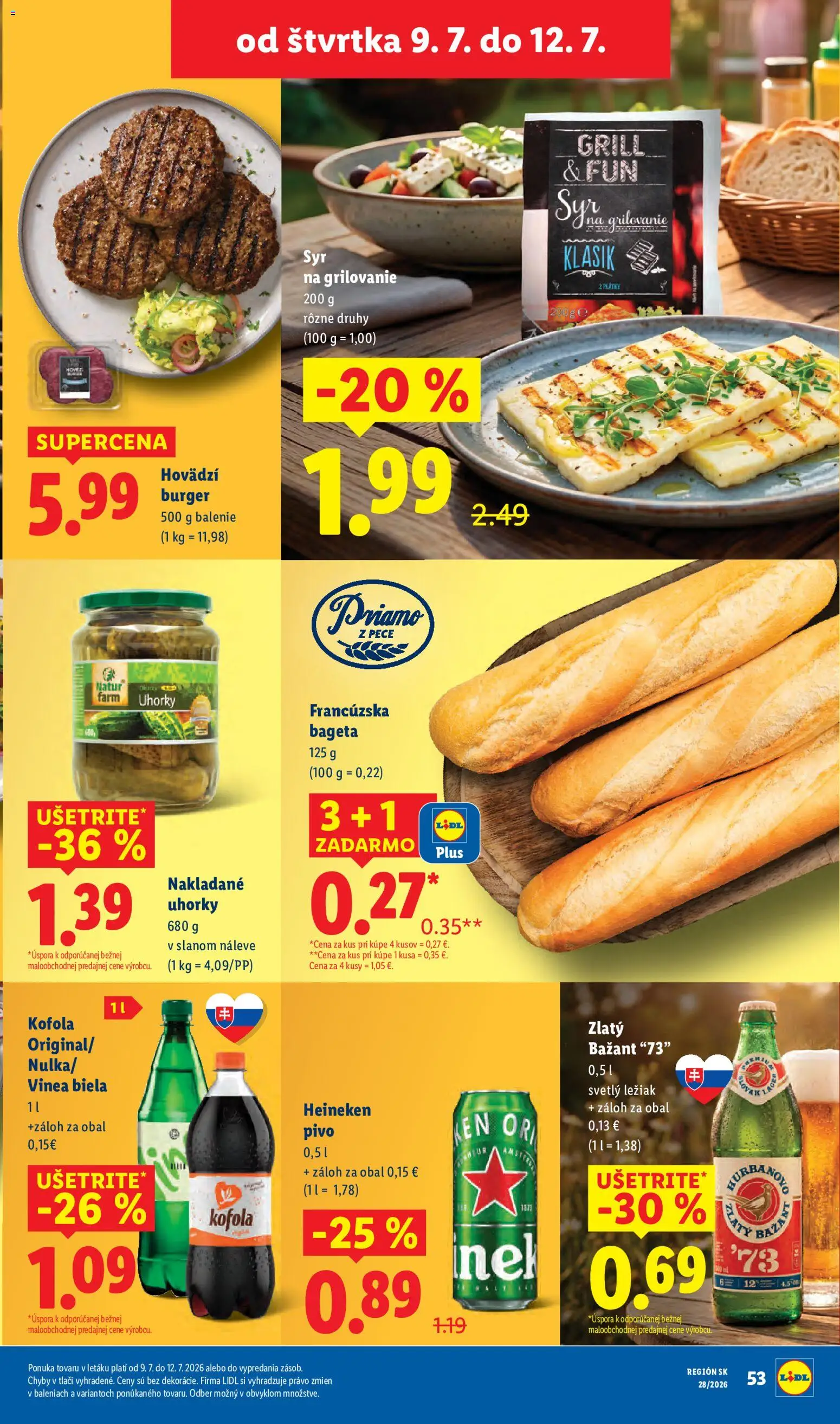 Nové Lidl akcie – leták je platný od 06.07.2026 | Strana: 73 | Produkty: Syr, Kofola, Zlatý Bažant, Vinea
