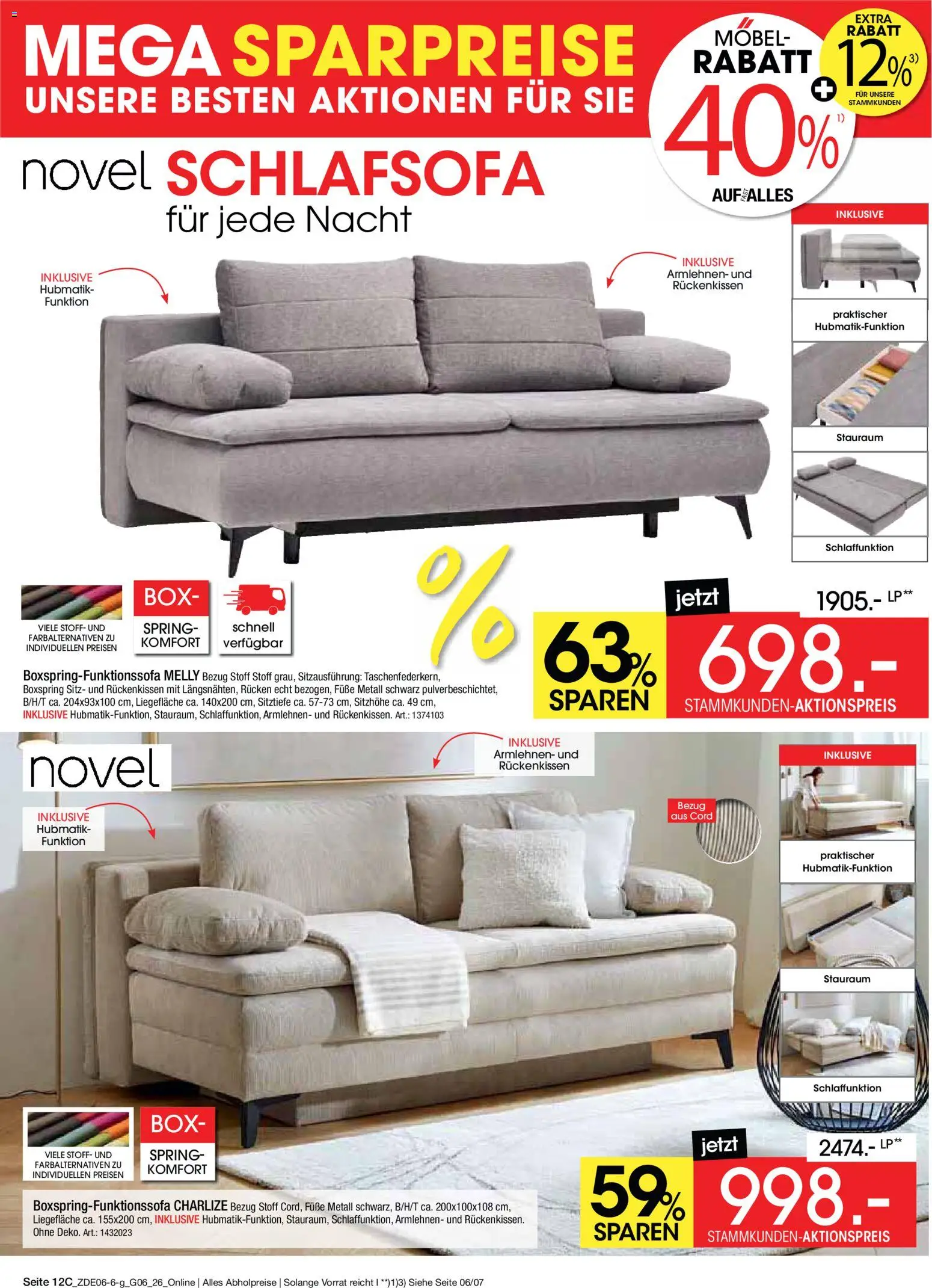 Zurbrüggen Mega Sparpreise – gültig ab 08.06.2026 | Seite: 34 | Produkte: Schlafsofa, Box