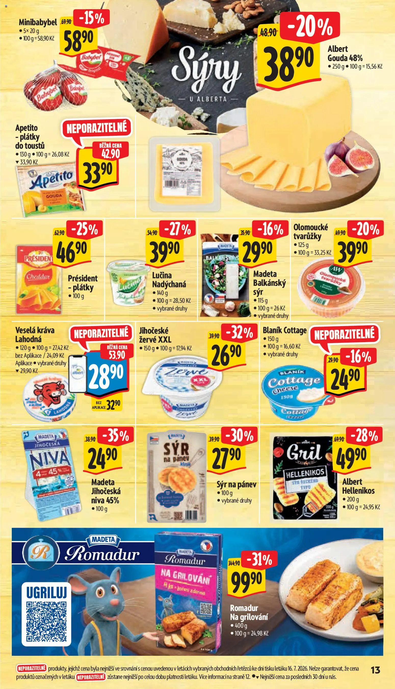 Albert leták - Supermarket - Ostrava od 22.07.2026 | Strana: 27 | Produkty: Sýr, Tvarůžky, Romadur, Niva