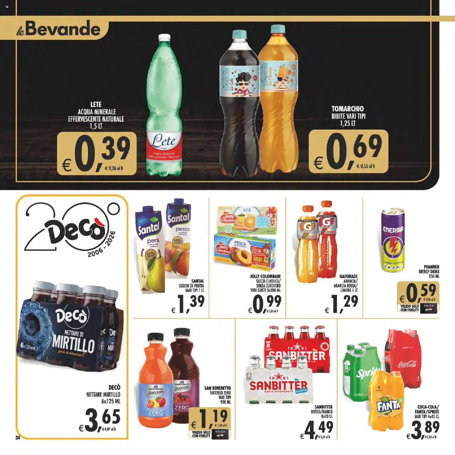 Volantino Decò del 23/10/2026 | Pagina: 34 | Prodotti: Succo, Limone, Pesca, Arancia