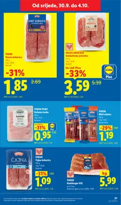 PIKOK PURE Kuhana šunka, 100 g, 1 kg = 9.50, Narezak - Pregled kataloga iz trgovine Lidl, vrijedi od 28.09.2026 | Stranica: 57