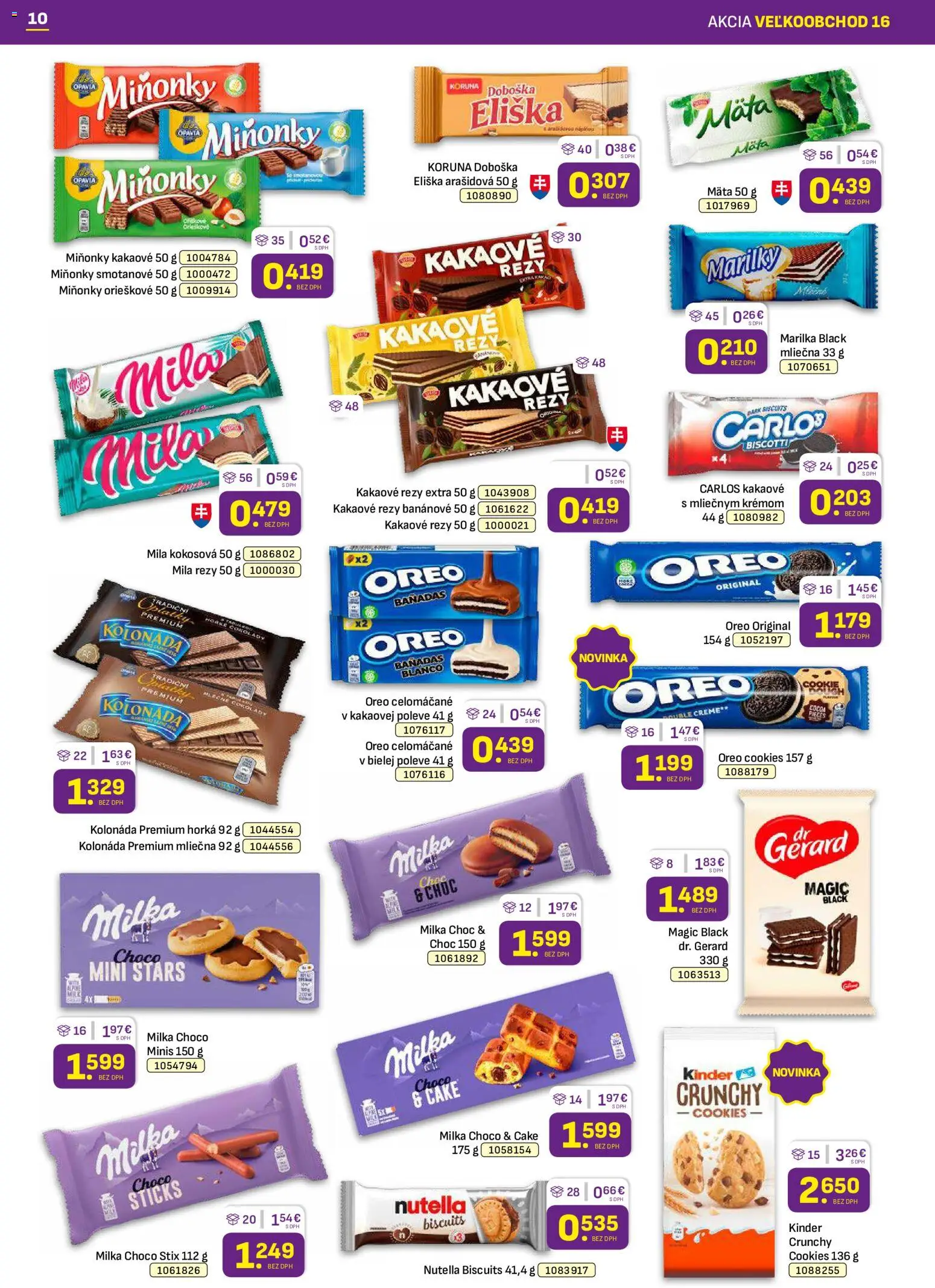 Nové Libex akcie – leták je platný od 10.08.2026 | Strana: 10 | Produkty: Kinder, Oreo, Mila, Milka