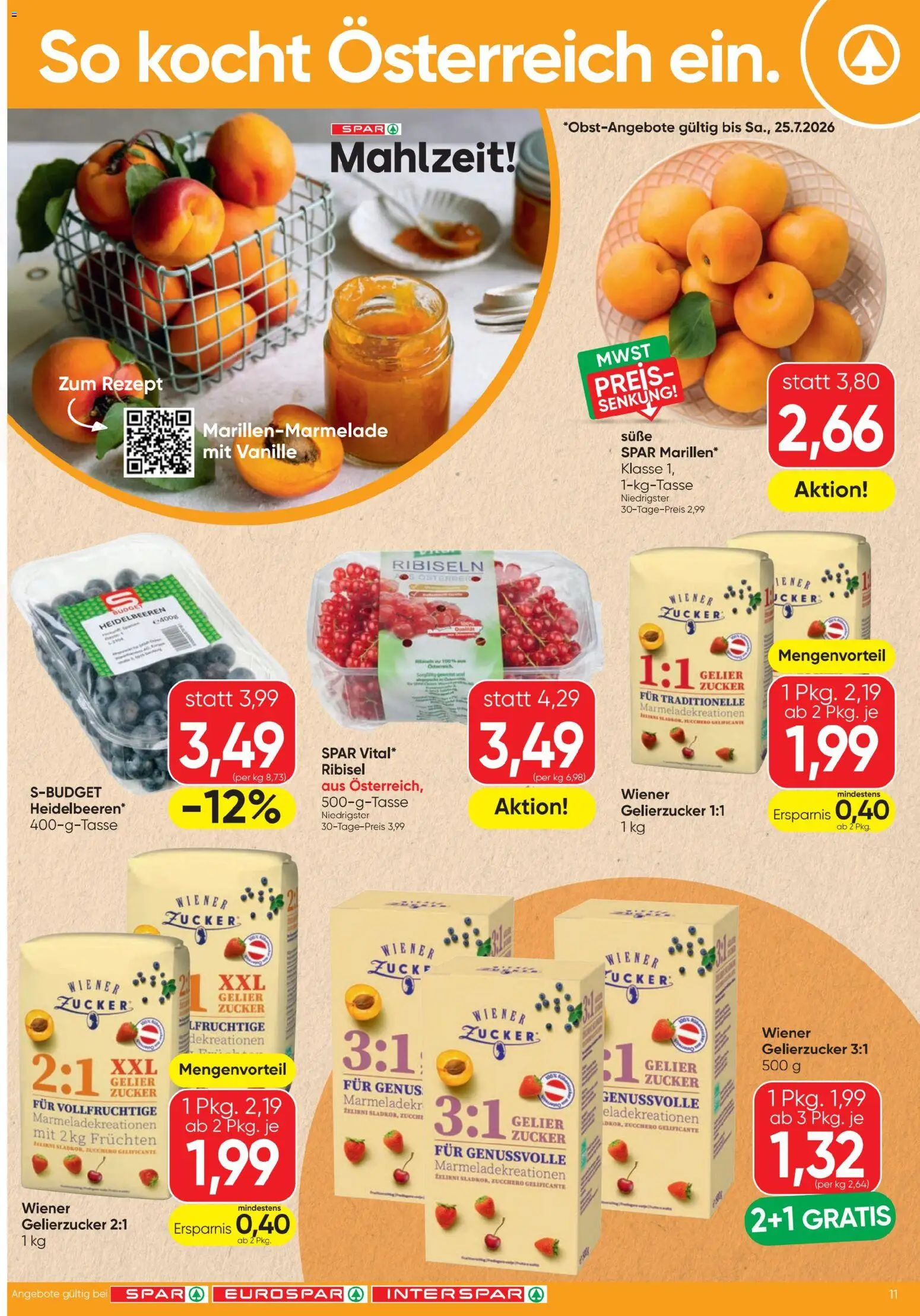 Spar - Flugblatt gültig ab 23.07.2026 | Seite: 11 | Produkte: Zucker