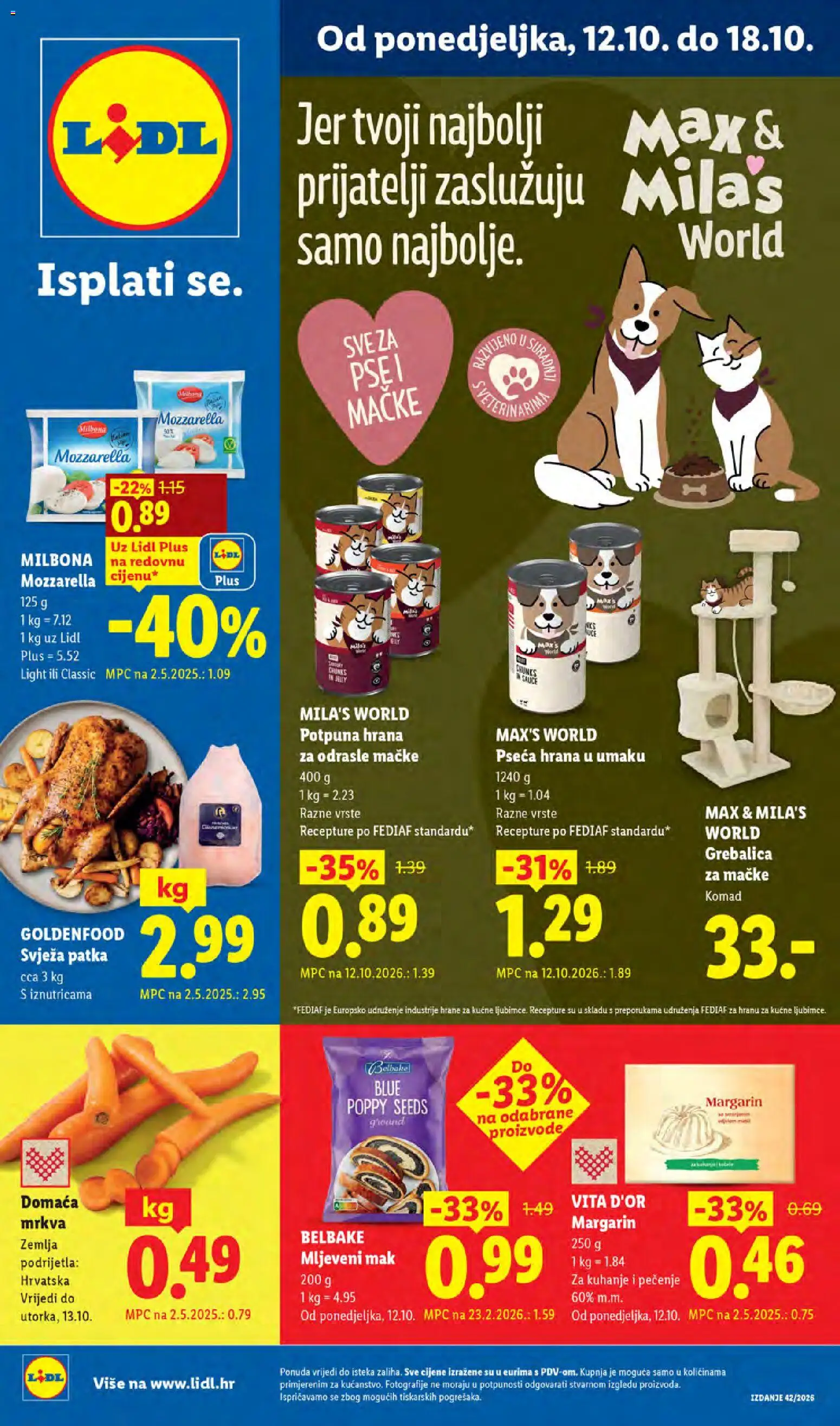 Lidl katalog | vrijedi od 12.10.2026 | Stranica: 1 | Proizvodi: Zemlja, Mozzarella, Svježa patka, Mak
